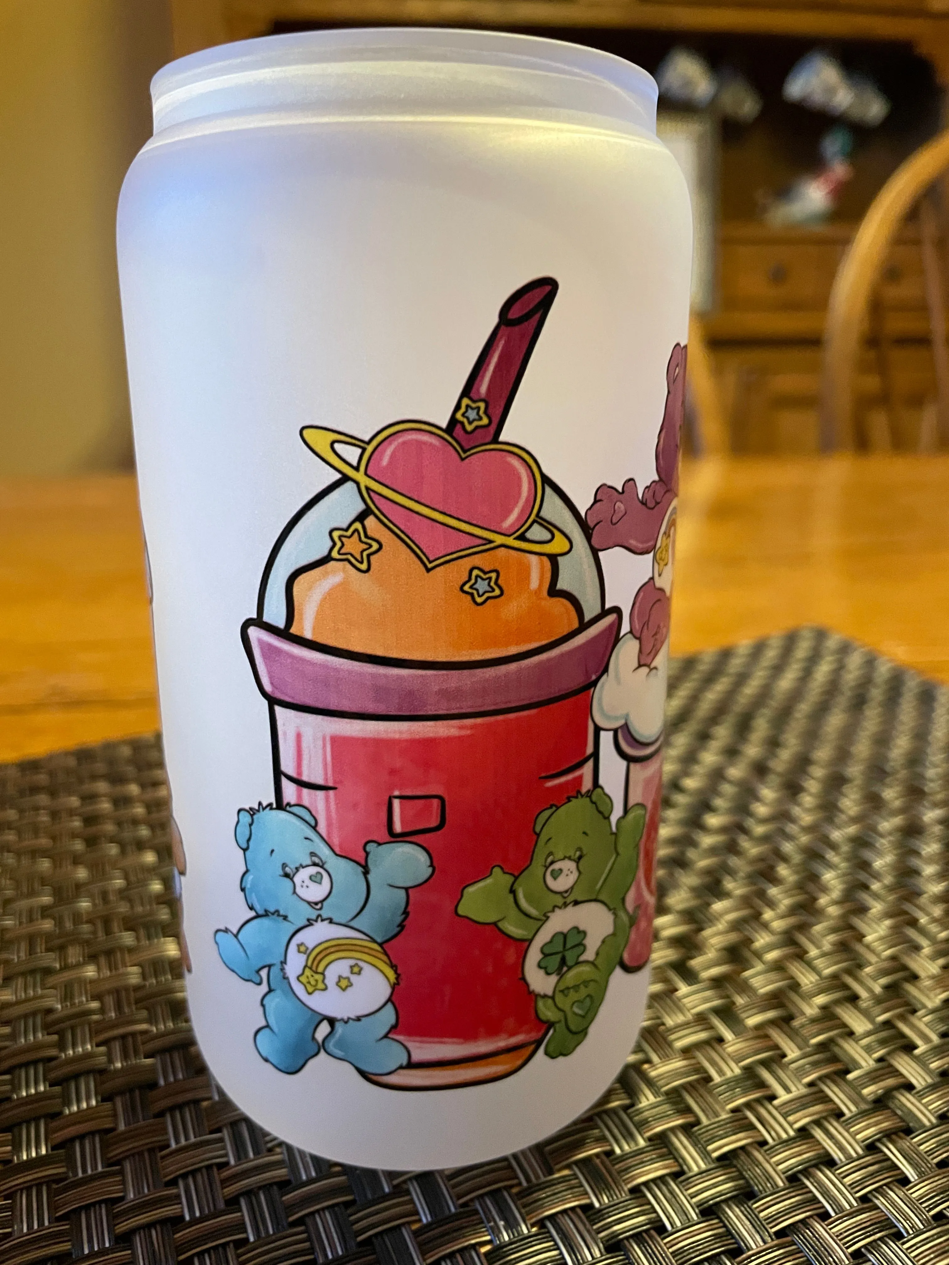 Product image for 🍉 16oz Beer Glass Color Changing Tumbler! (Care Bears/Orange)