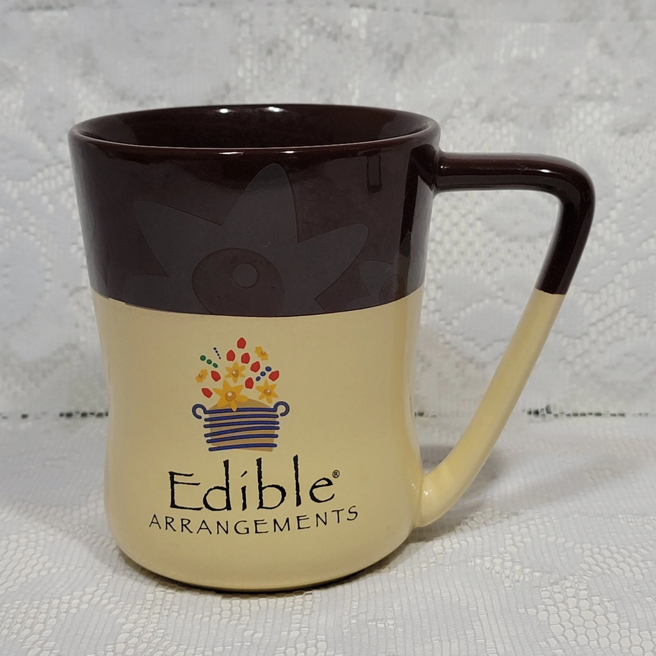 Product image for Edible Arrangements Daisies Brown Cream Large Coffee Mug 16oz Ceramic Cup