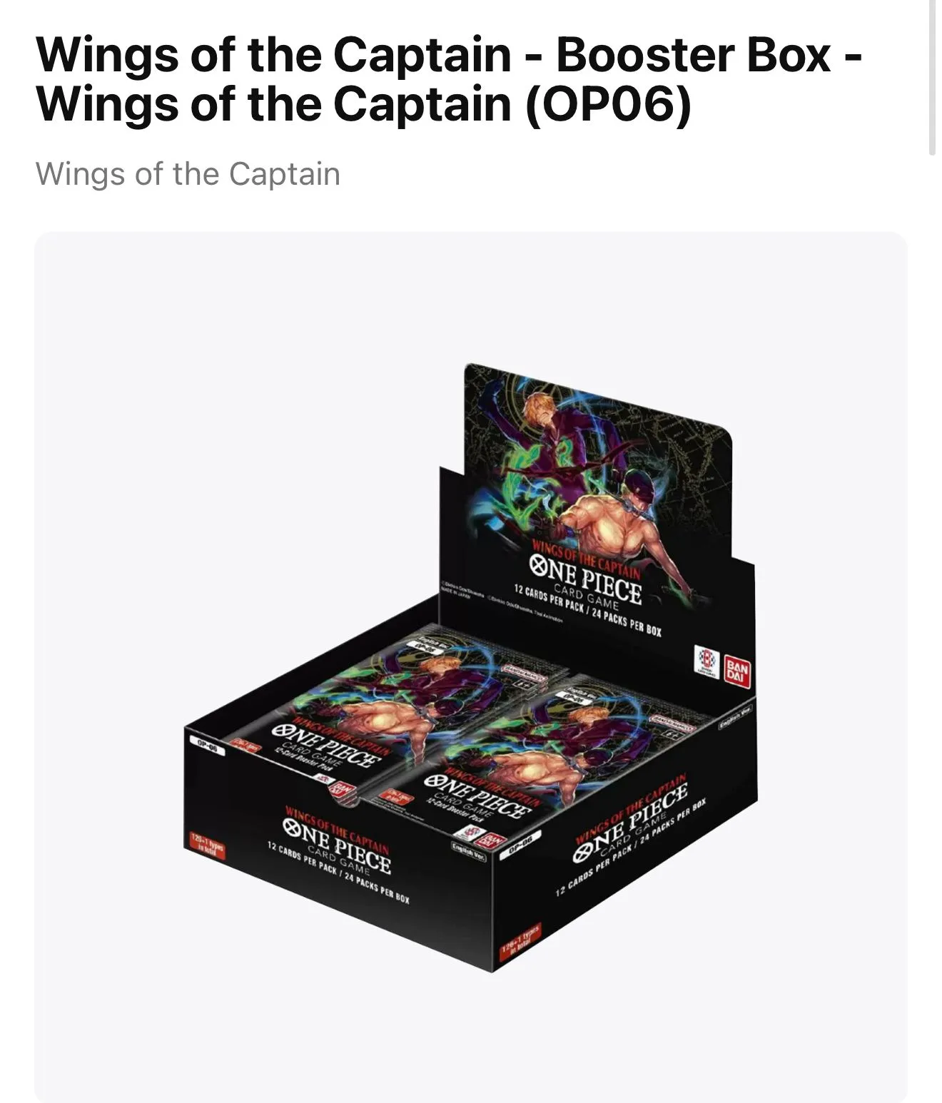 one piece tcg op-06 wings of the captain booster box Amazon.com: ONE Piece TCG: Wings of The Captain (OP 06), Reinforcement  Mallet : Toys & Games