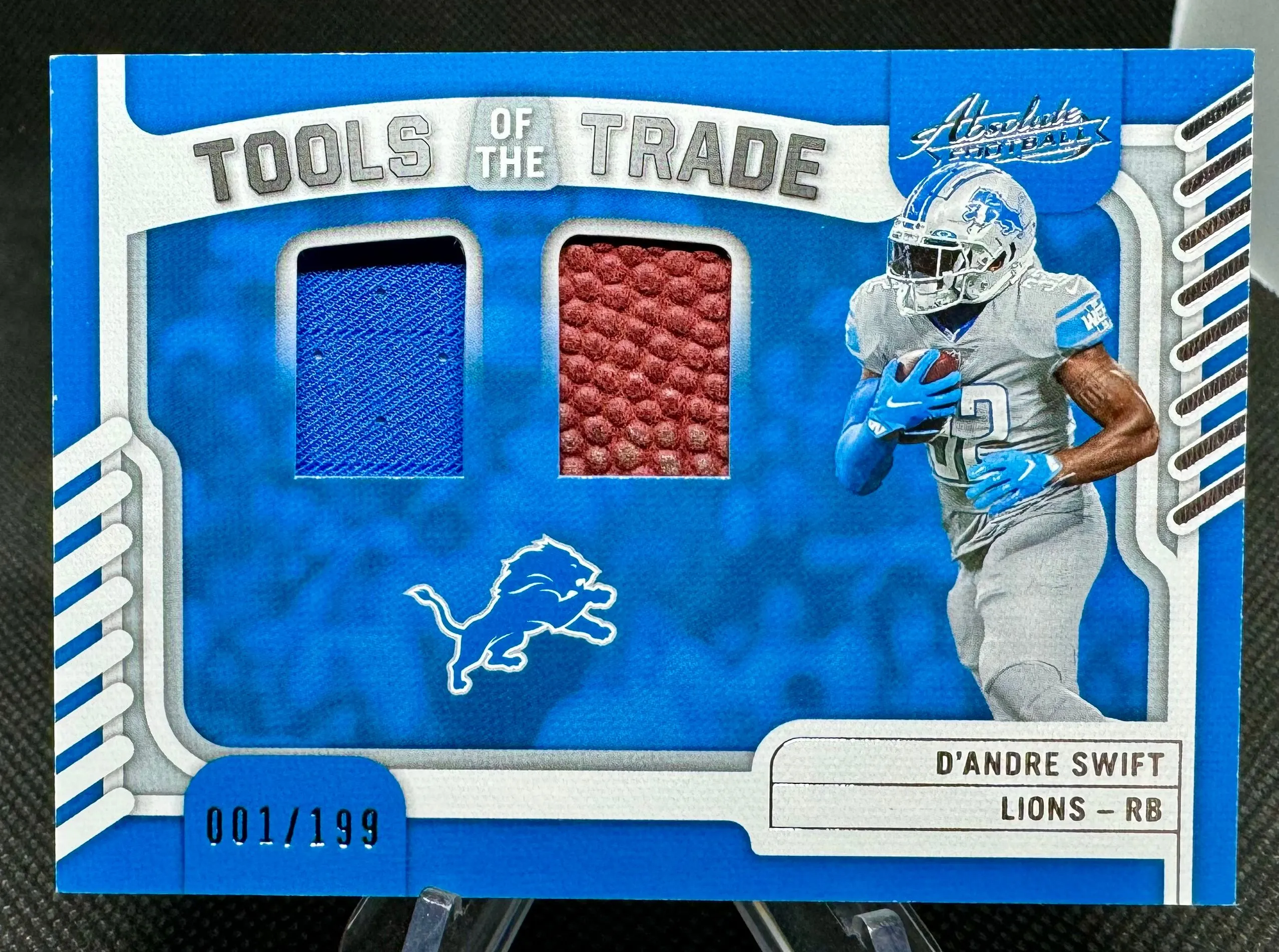 Product image for D'ANDRE SWIFT ~ 2022 Absolute Tools of the Trade Dual Patch (Jersey/Football) SP #001/199 [LIONS/BEARS]