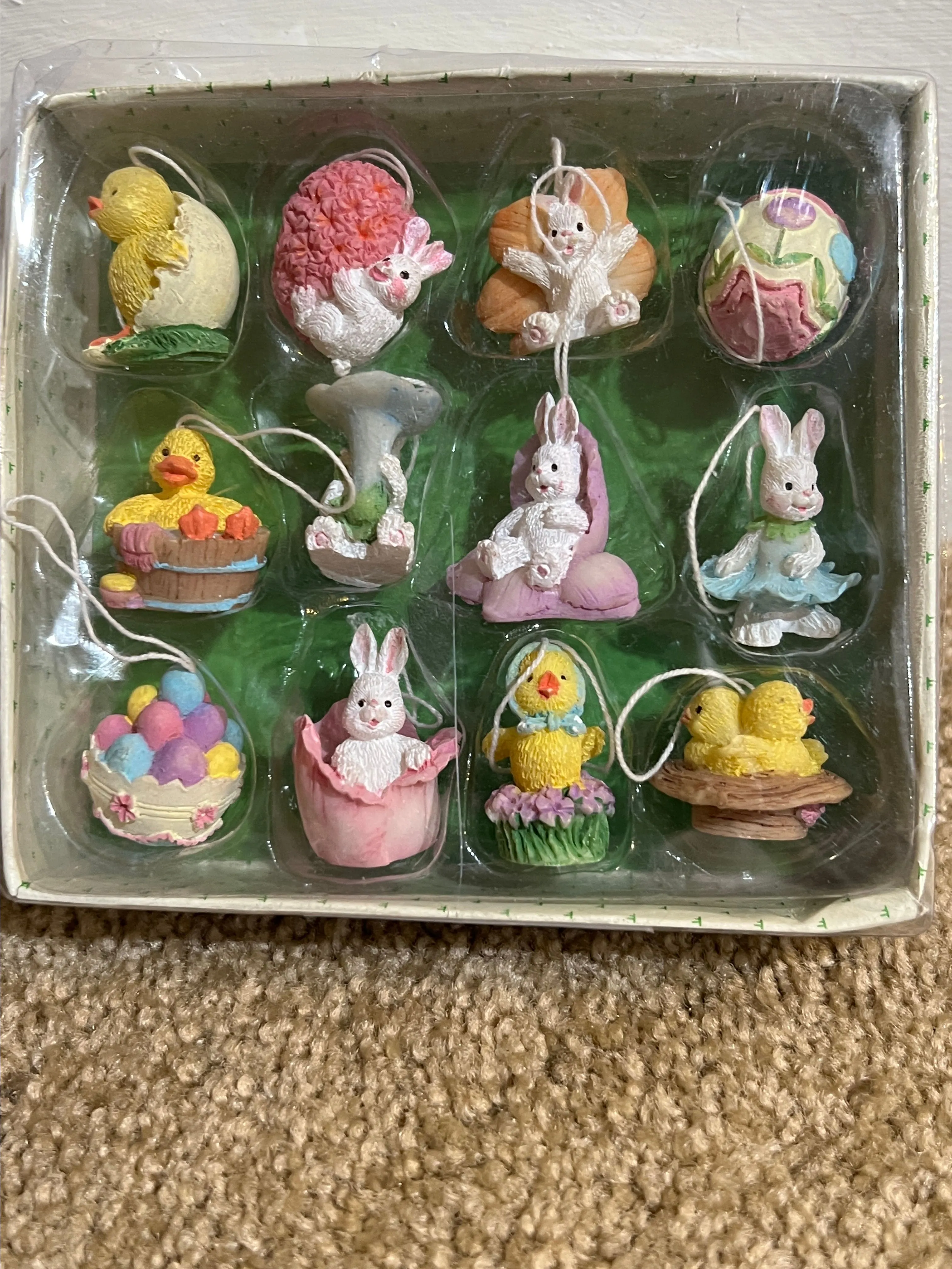 Product image for Easter Mini Ornaments Holiday Inspirations Bunnies Eggs Spring Flowers Set Of 12