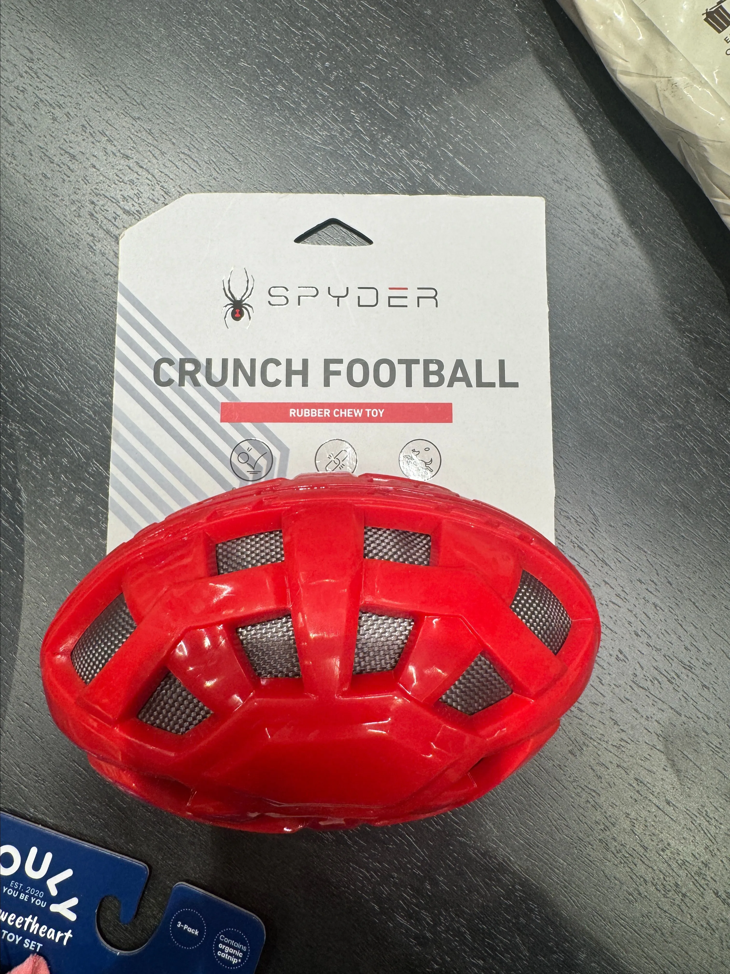 Product image for Spyder Red crunch dog toy football