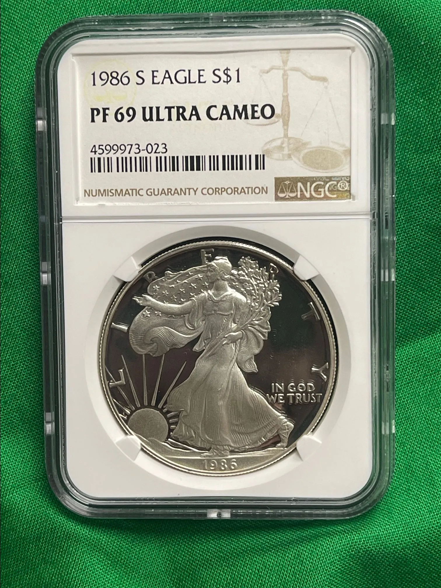 Product image for 1986 S PF69 Ultra Cameo Proof Silver Eagle