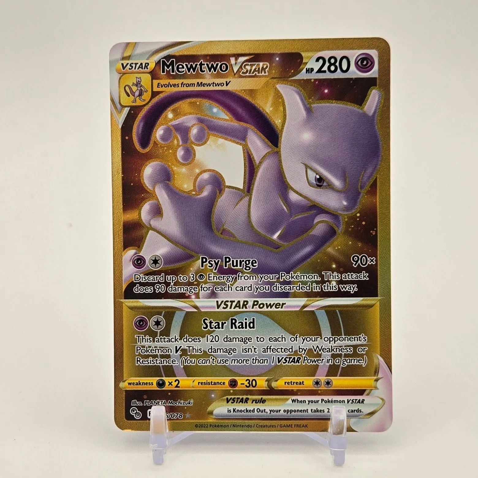 golden mewtwo pokemon go card Mewtwo VSTAR Pokemon GO Gold Secret 086/078 PSA 10