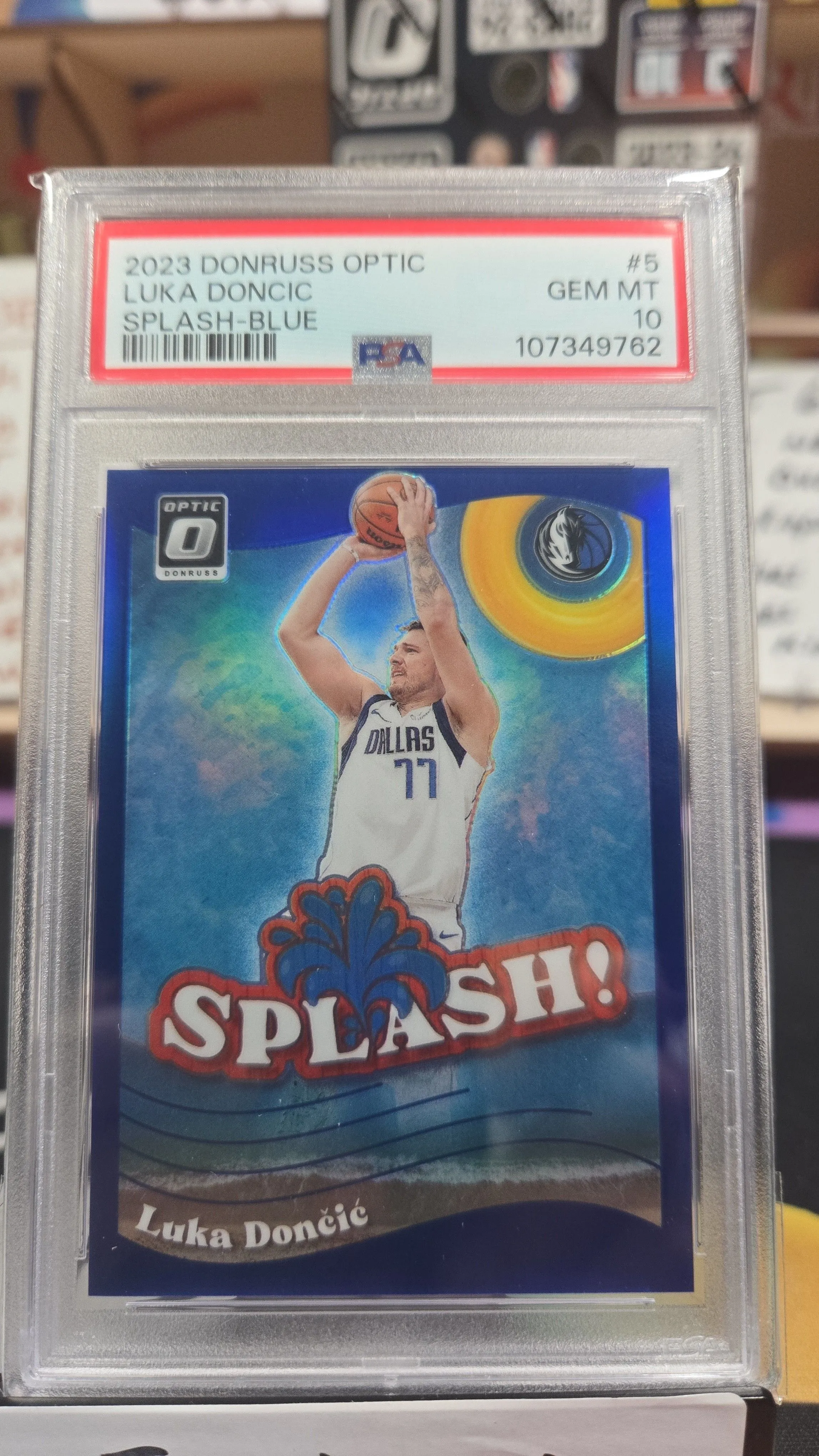 Product image for 2023 OPTIC LUKA DONCIC SPLASH BLUE PRIZM GEM MT 10