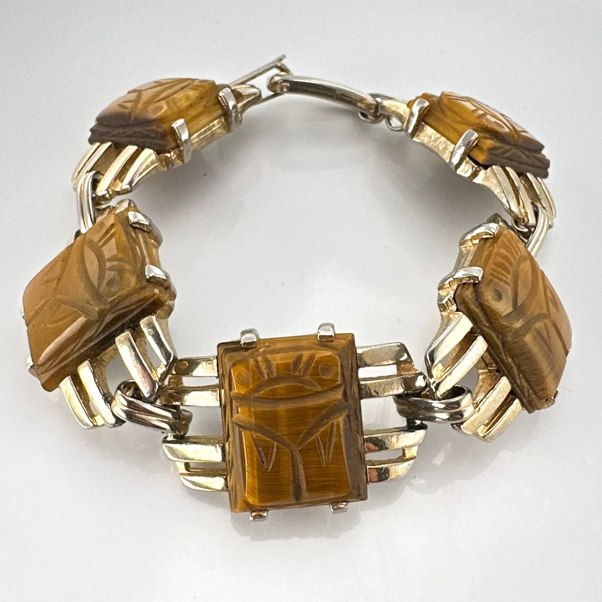 Product image for Vintage Tigers Eye Scarab Bracelet 6 1/4"  YYX0030