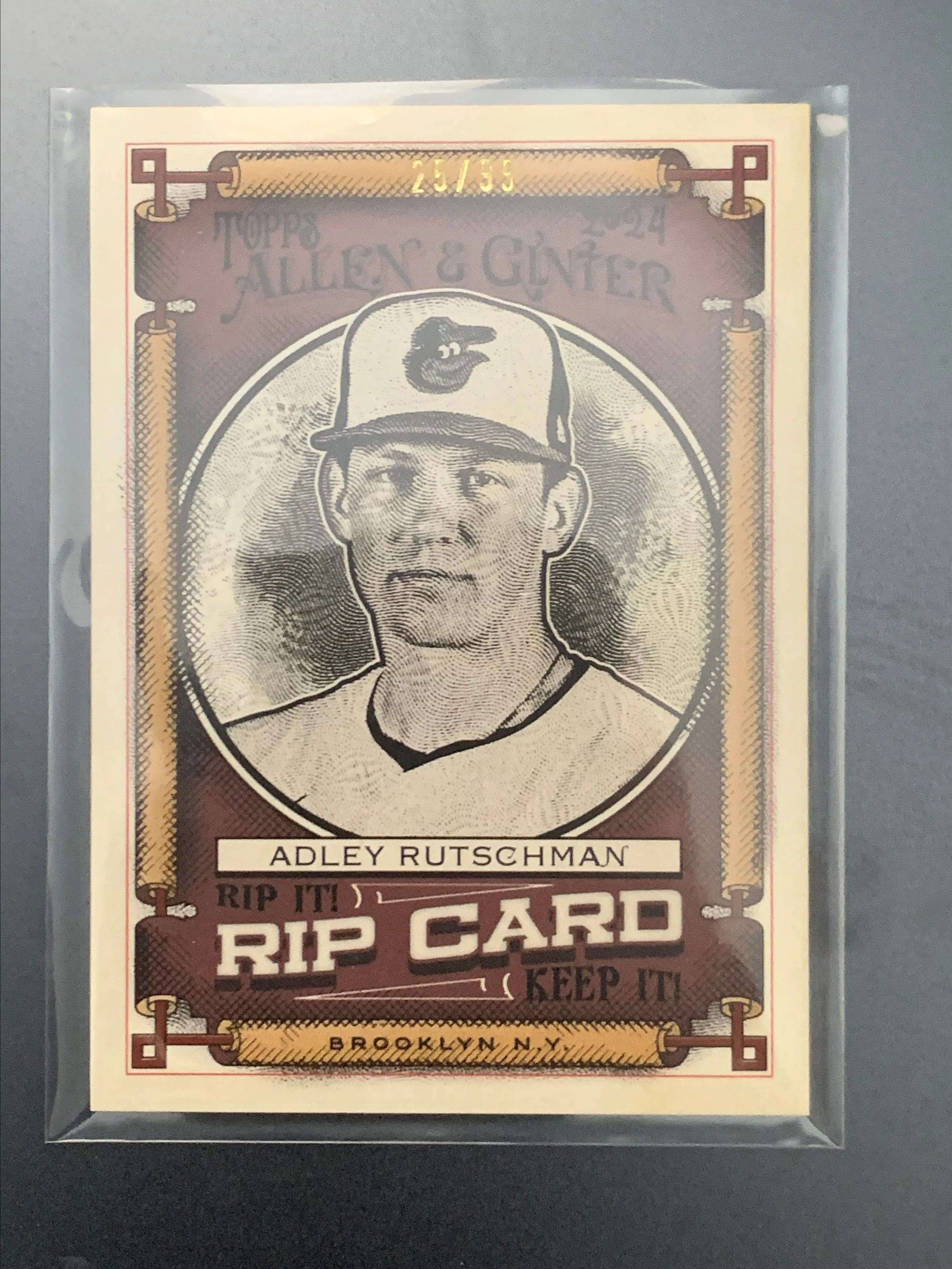 Product image for Topps Allen & Ginter 2024 Adley Rutschman Baltimore Orioles Rip Card (NOT-ripped) /99