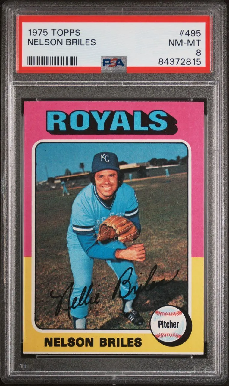 Product image for Nelson Briles 1975 Topps #495 PSA 8 NM-MT