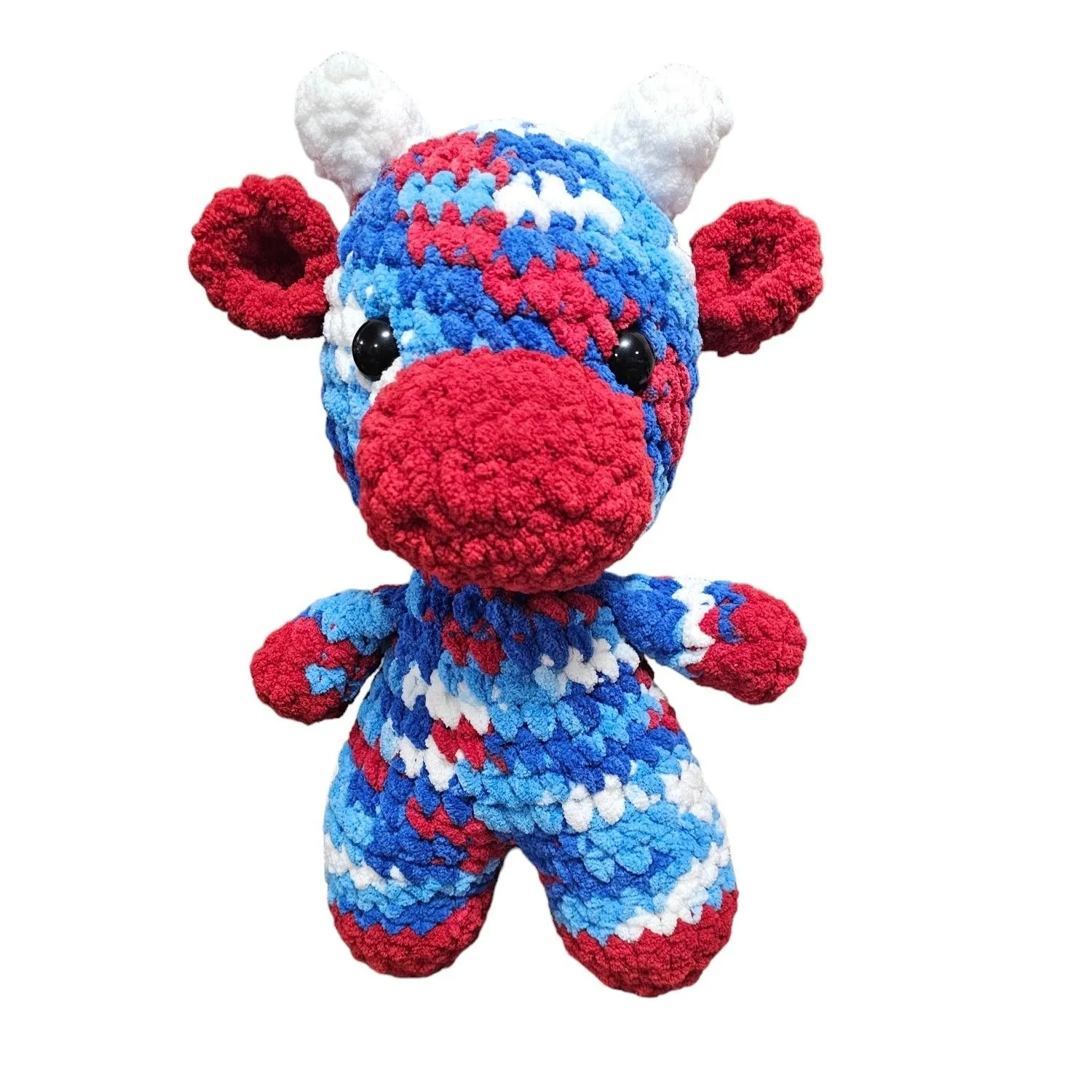 Product image for Patriotic Crochet Cow Plushie
