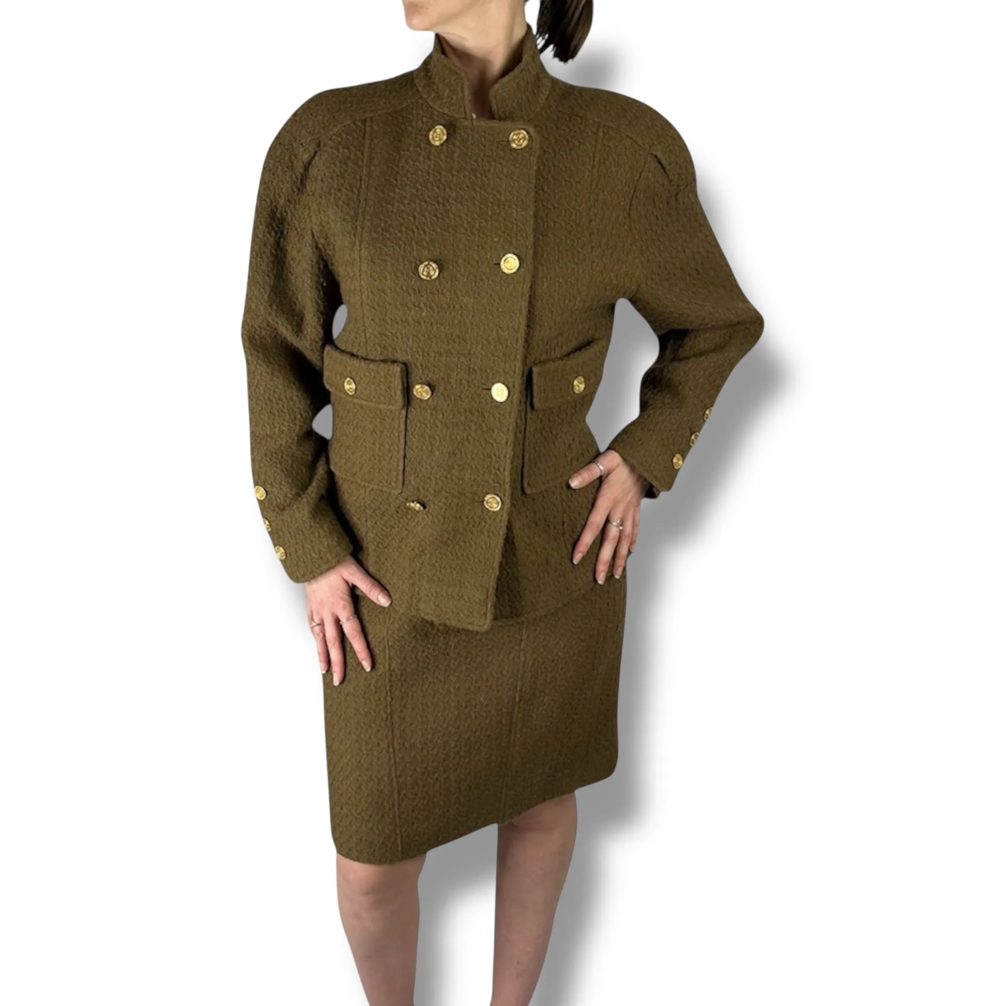 Product image for 90s CHANEL TRUE VINTAGE ARCHIVE WOOL 2 PIECE SUIT