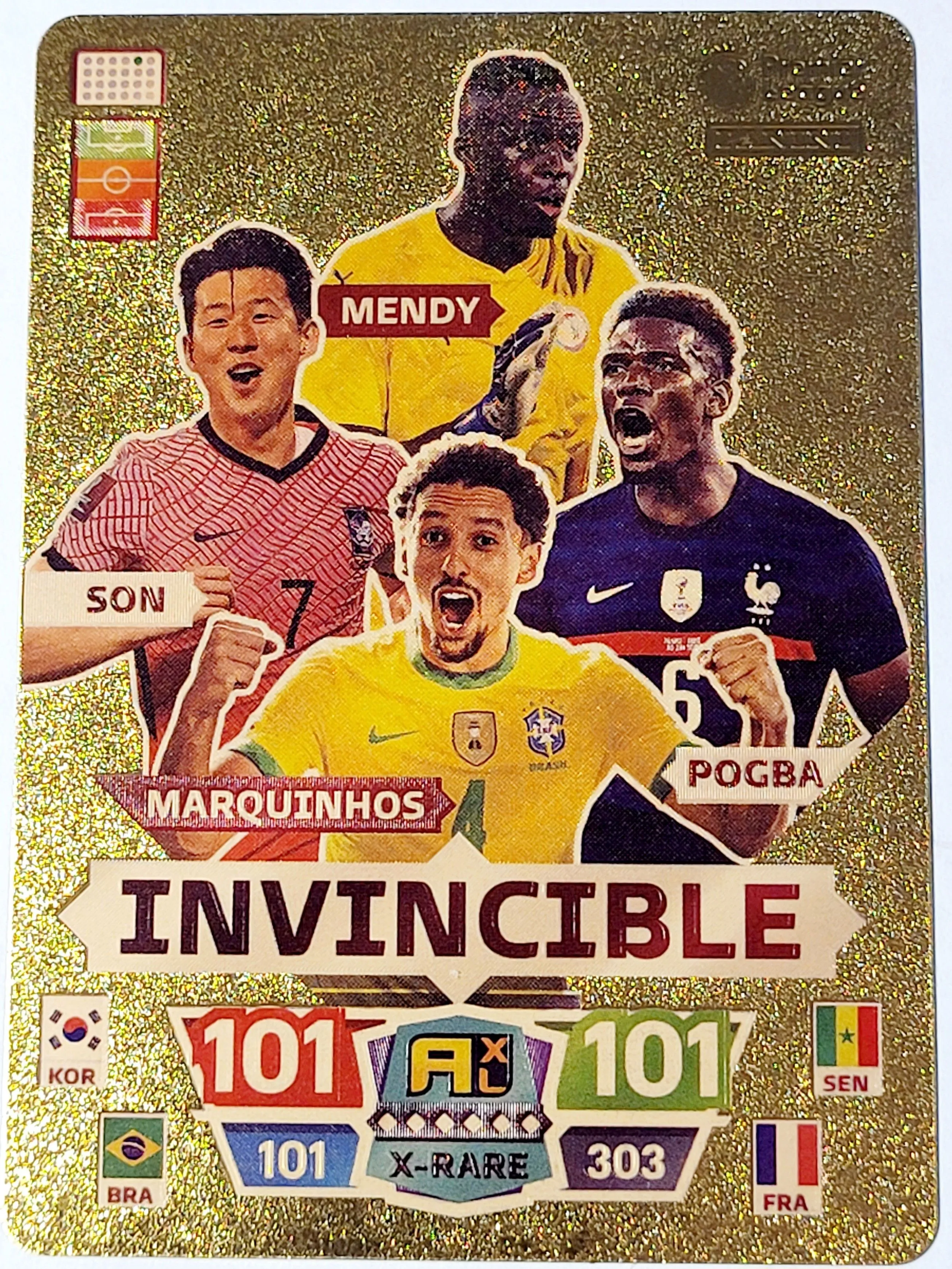 Product image for 2022 FIFA World Cup Panini Adrenalyn XL Invincible #5 X-Rare Plastic Gold Color Card Near Mint Condi