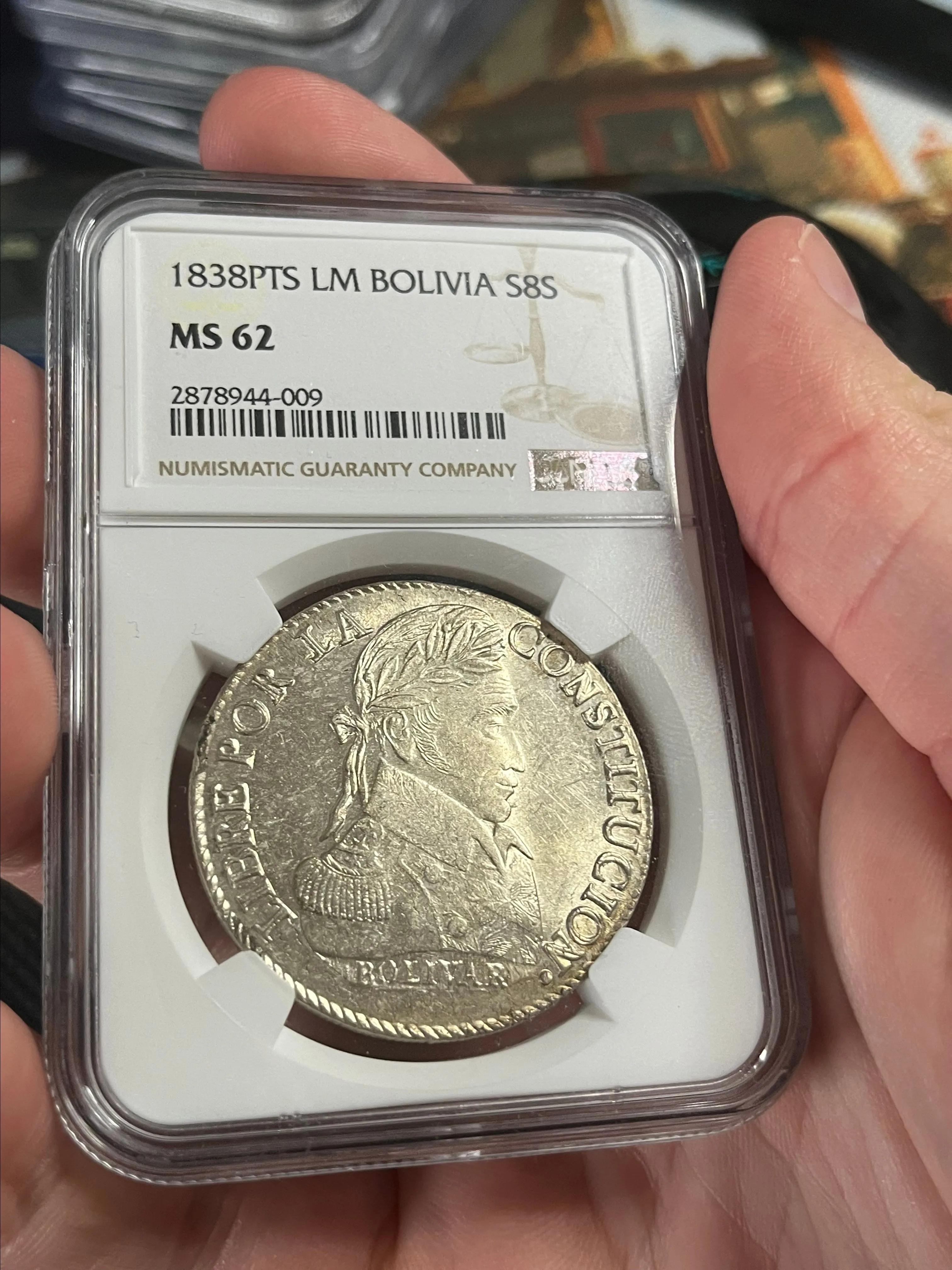 Product image for 1838 MS62 8 Soles Bolivia
