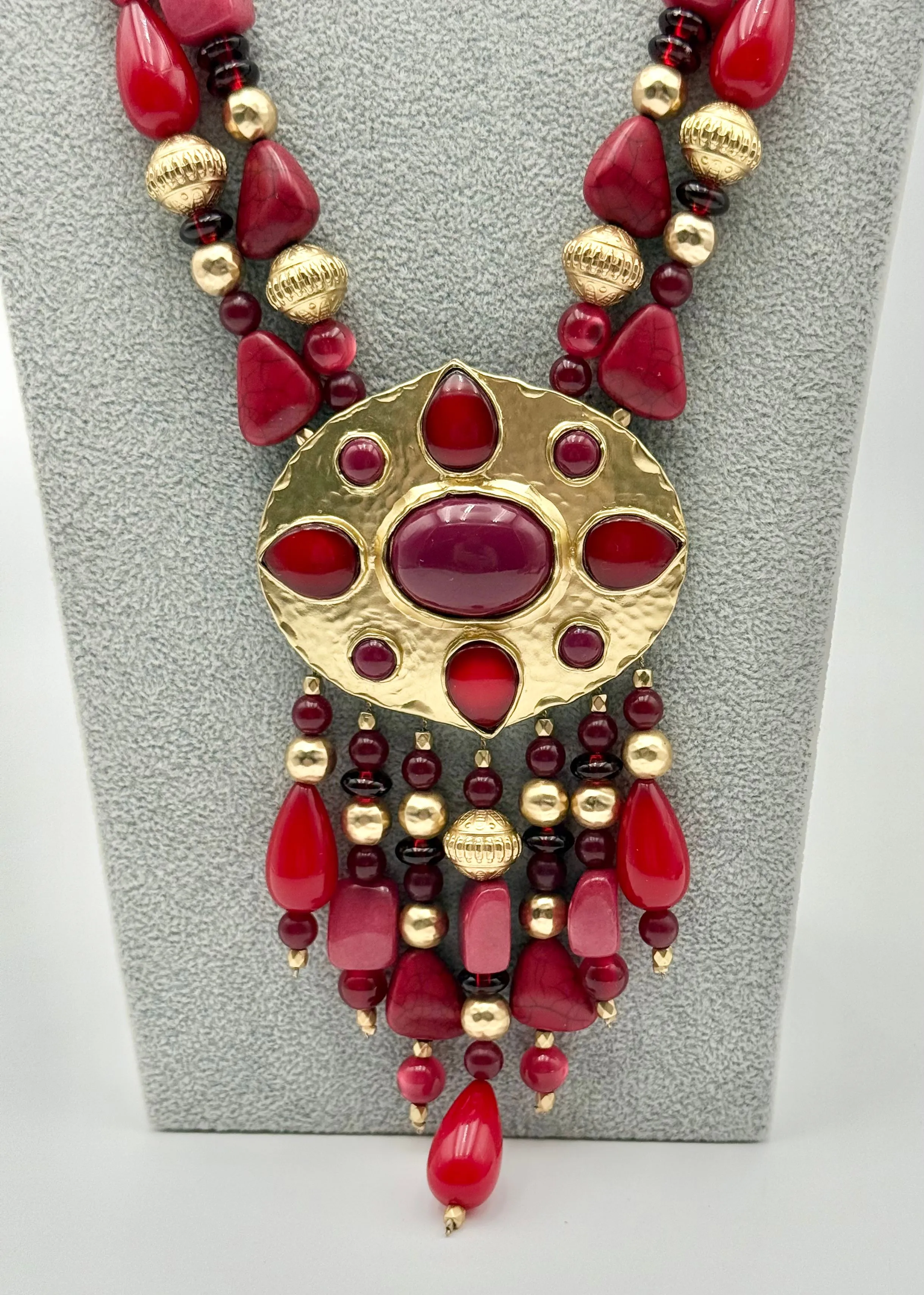 Product image for Chico's Necklace Boho Chic Gold Tone Lucite & Glass Beads Retail $119