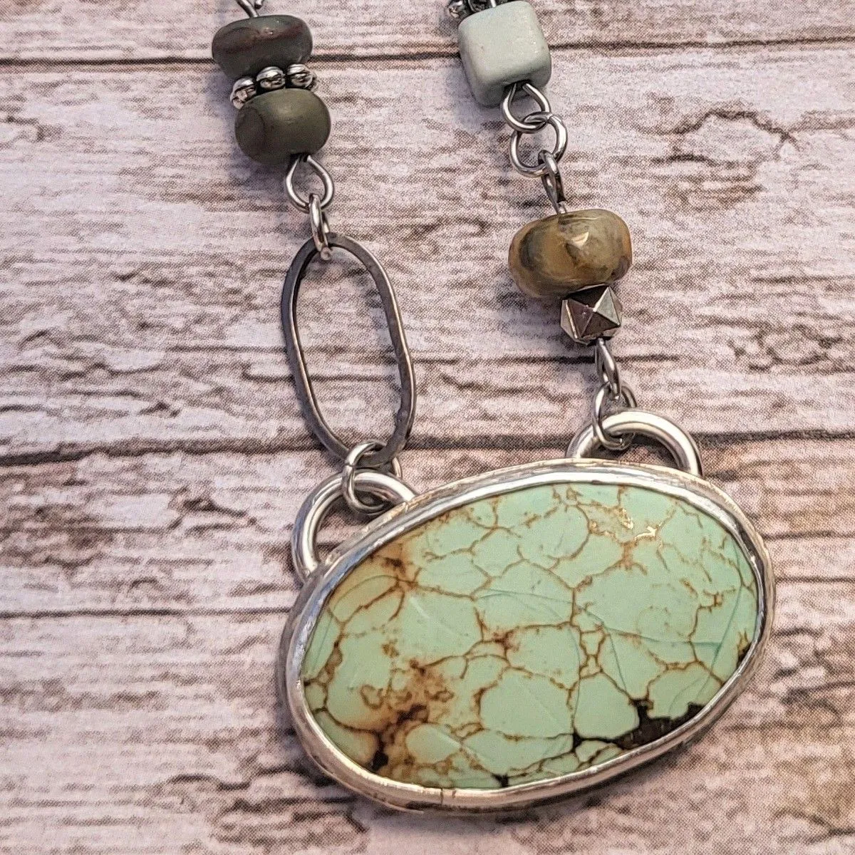 Product image for Large turquoise bezel set necklace