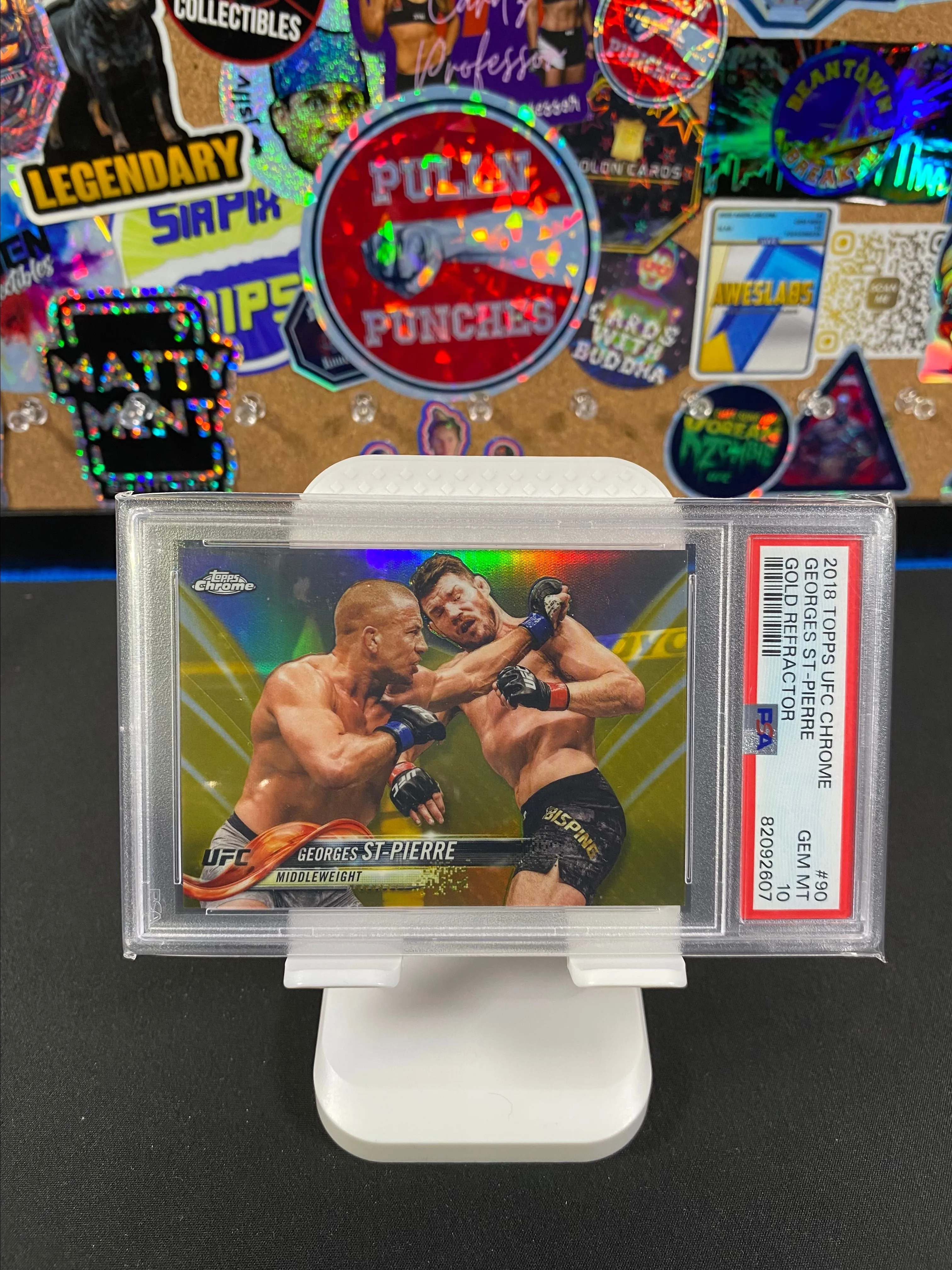 Product image for 2018 Topps Ufc Chrome Georges St-Pierre Gold Refractor /50 PSA GEM MT 10