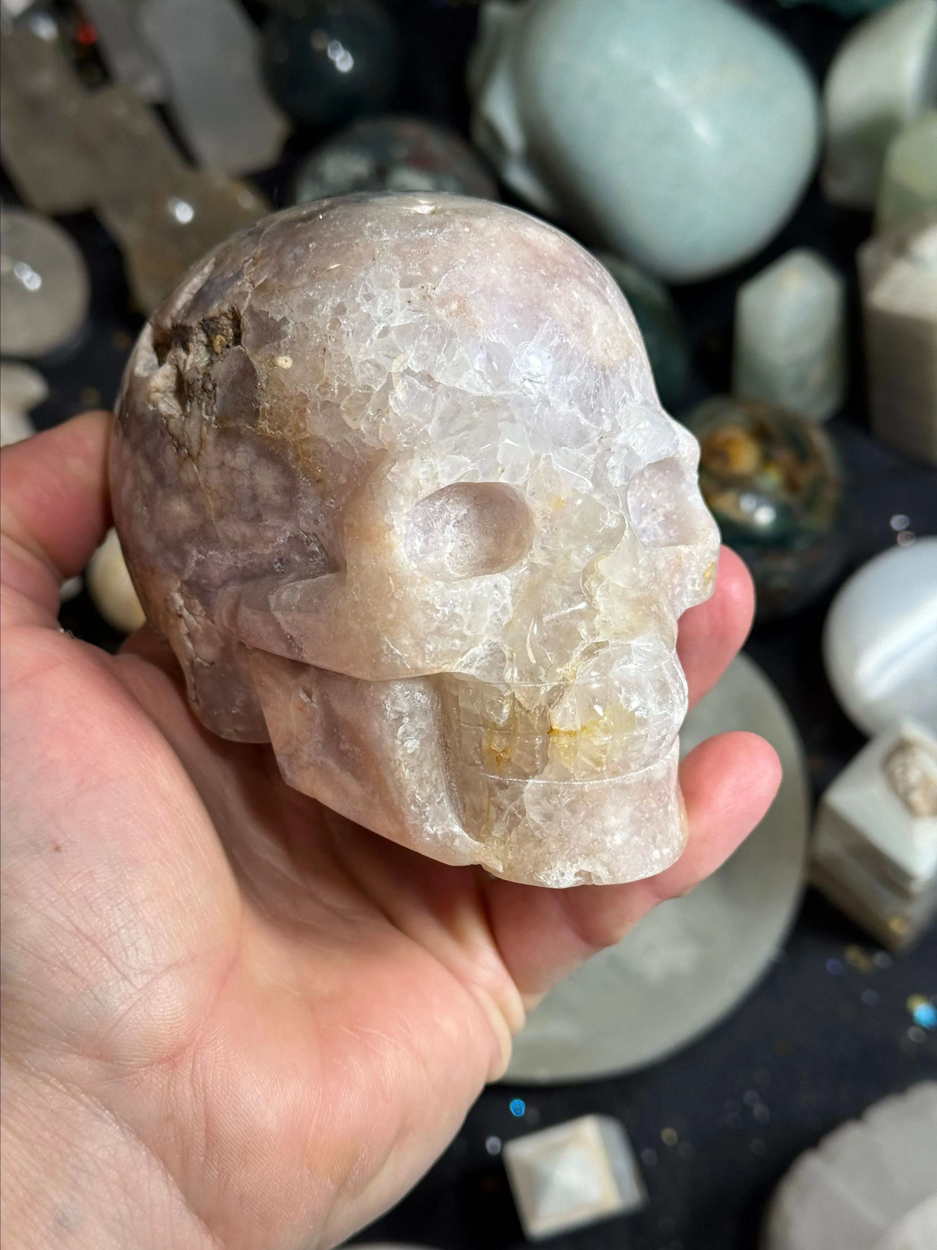 Product image for Flower Agate Skull Carving #10