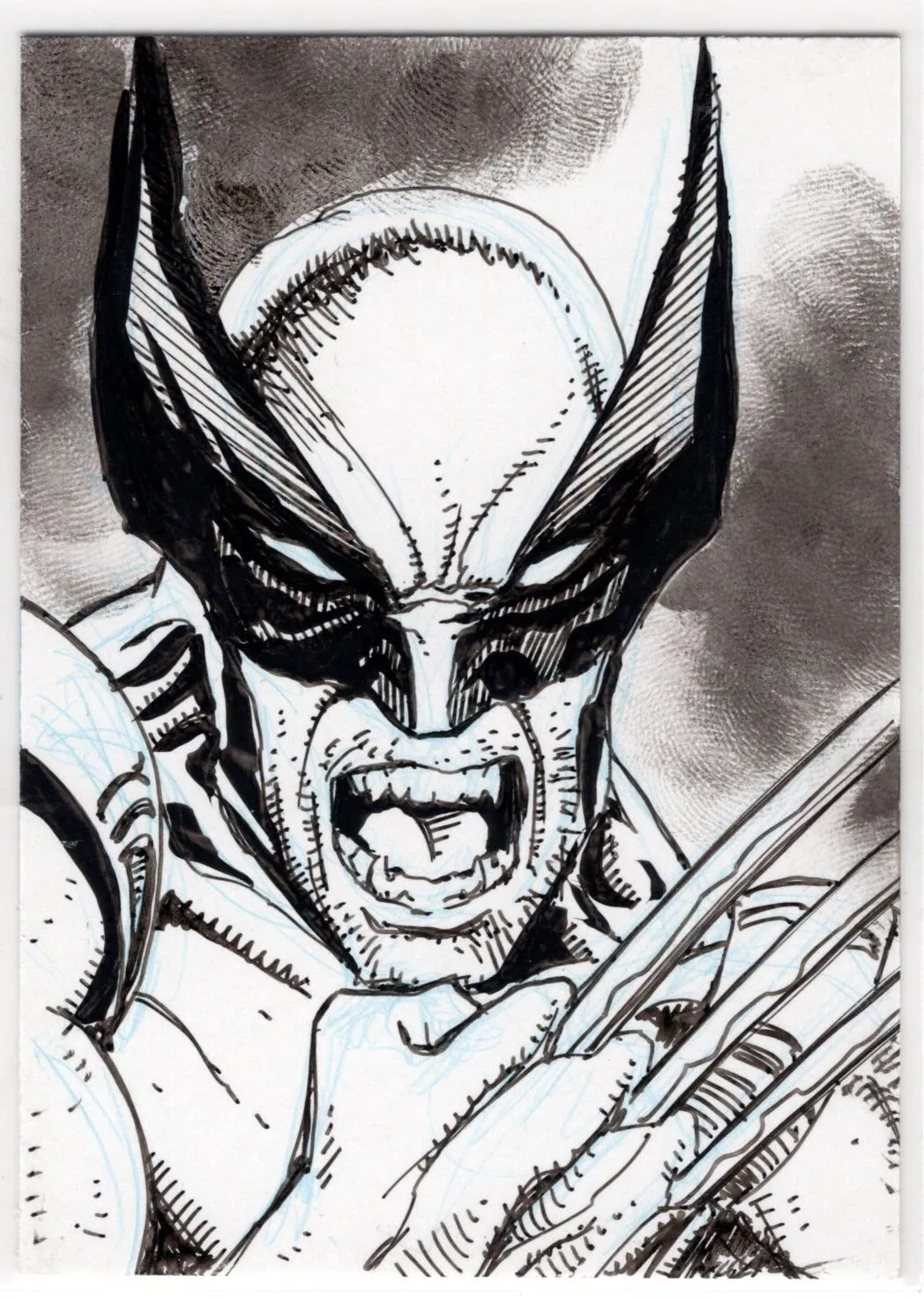 Product image for A. ORIGINAL b&w Art on Sketch Card! Wolverine X-Men