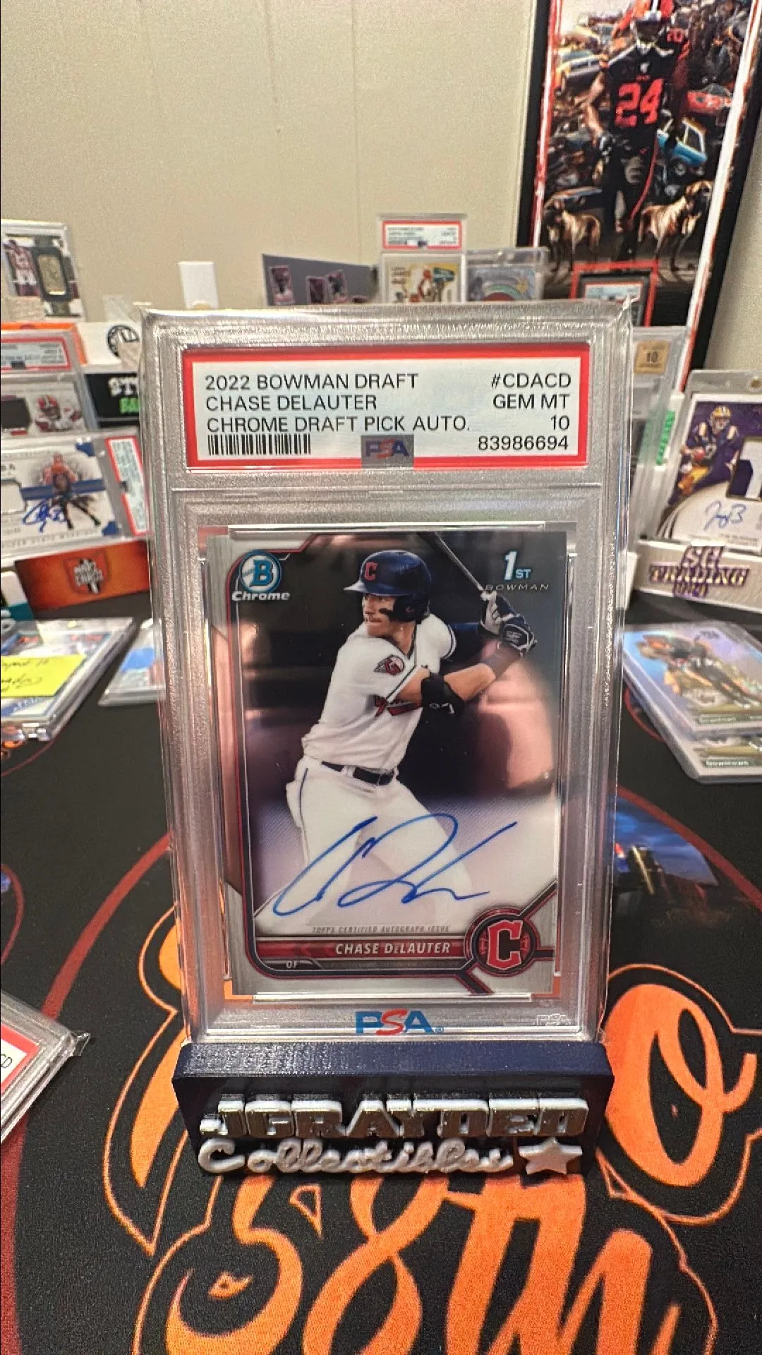 Product image for 2022 Bowman Draft Chrome Draft Pick Autographs Chase Delauter CDACD Chrome Draft Pick Auto. PSA GEM