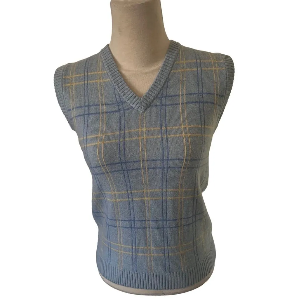 Product image for JR. WILSON 100% Cashmere Light Blue Sweater Vest - Size Small - Academia