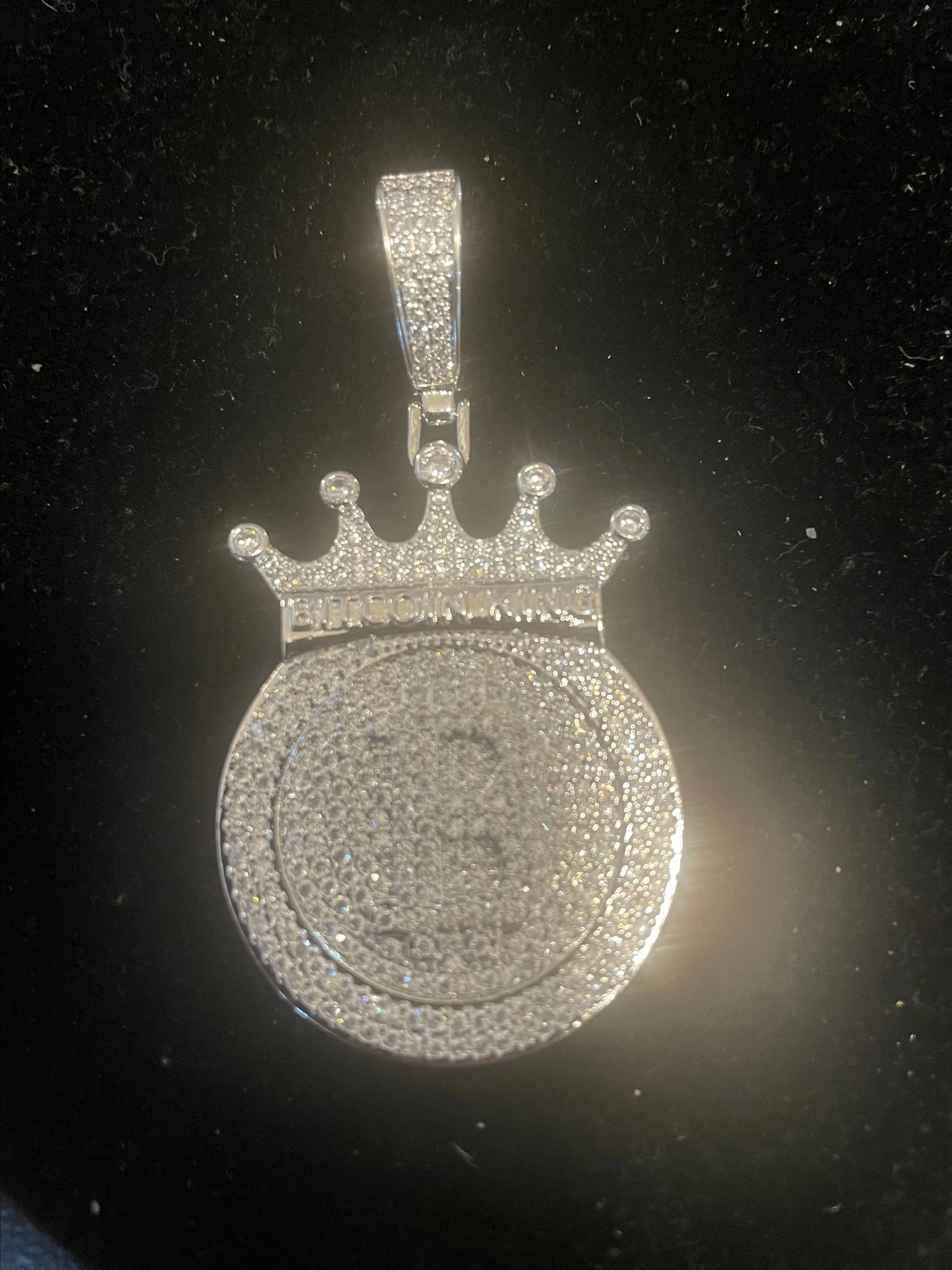 Iced Out Bitcoin “B” King Pendant – White Gold Filled with VVSCZ Stones ·  Whatnot: Shop, Sell, Connect