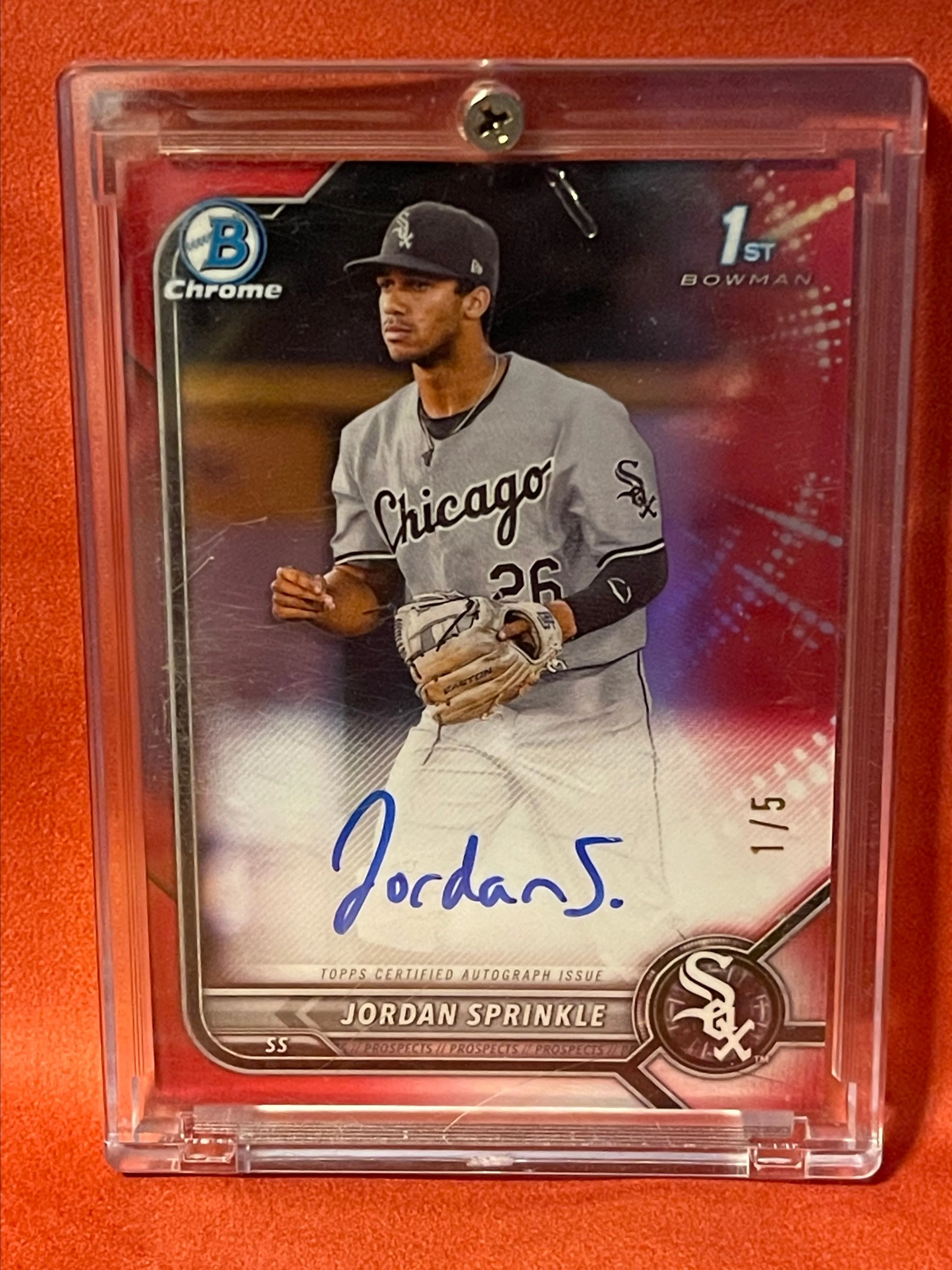 Product image for Bowman 2022 Jordan Sprinkle Red Refractor 1/5