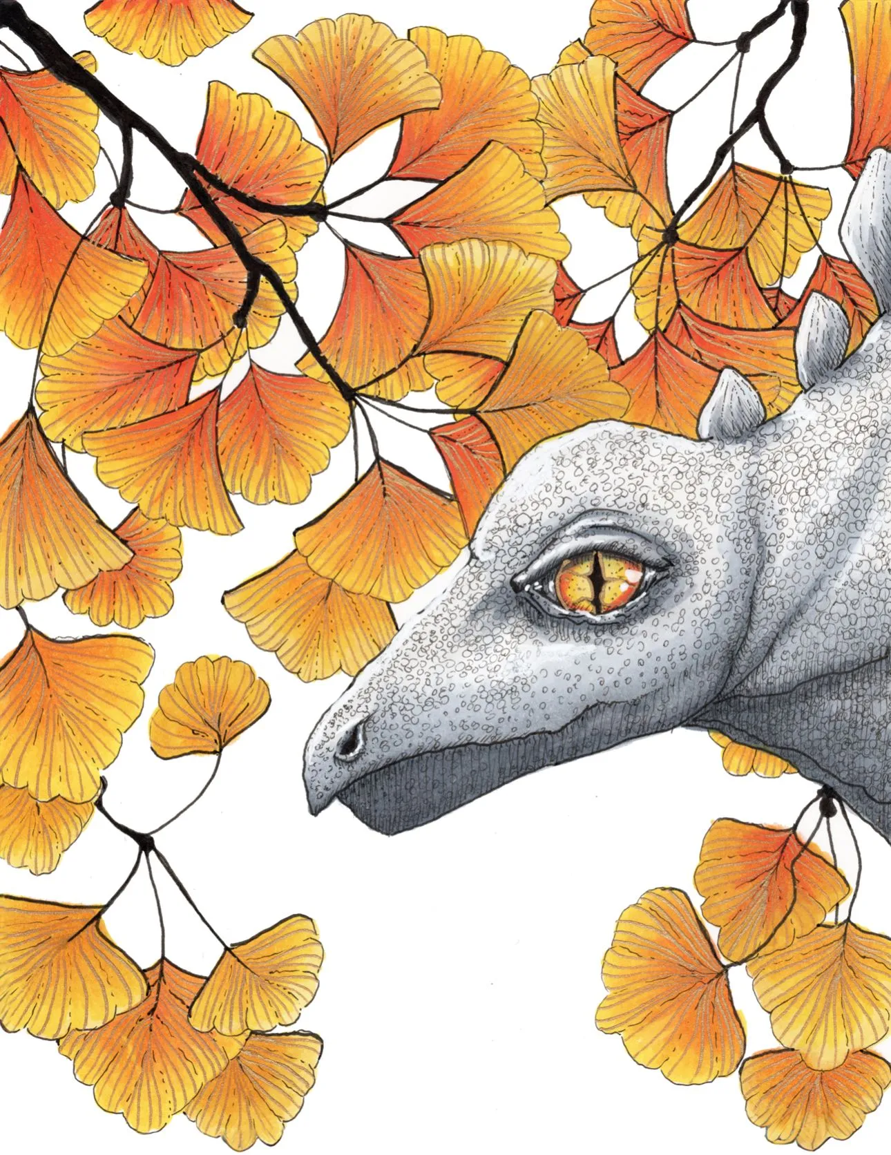Product image for Stegosaurus with Ginko PRINT