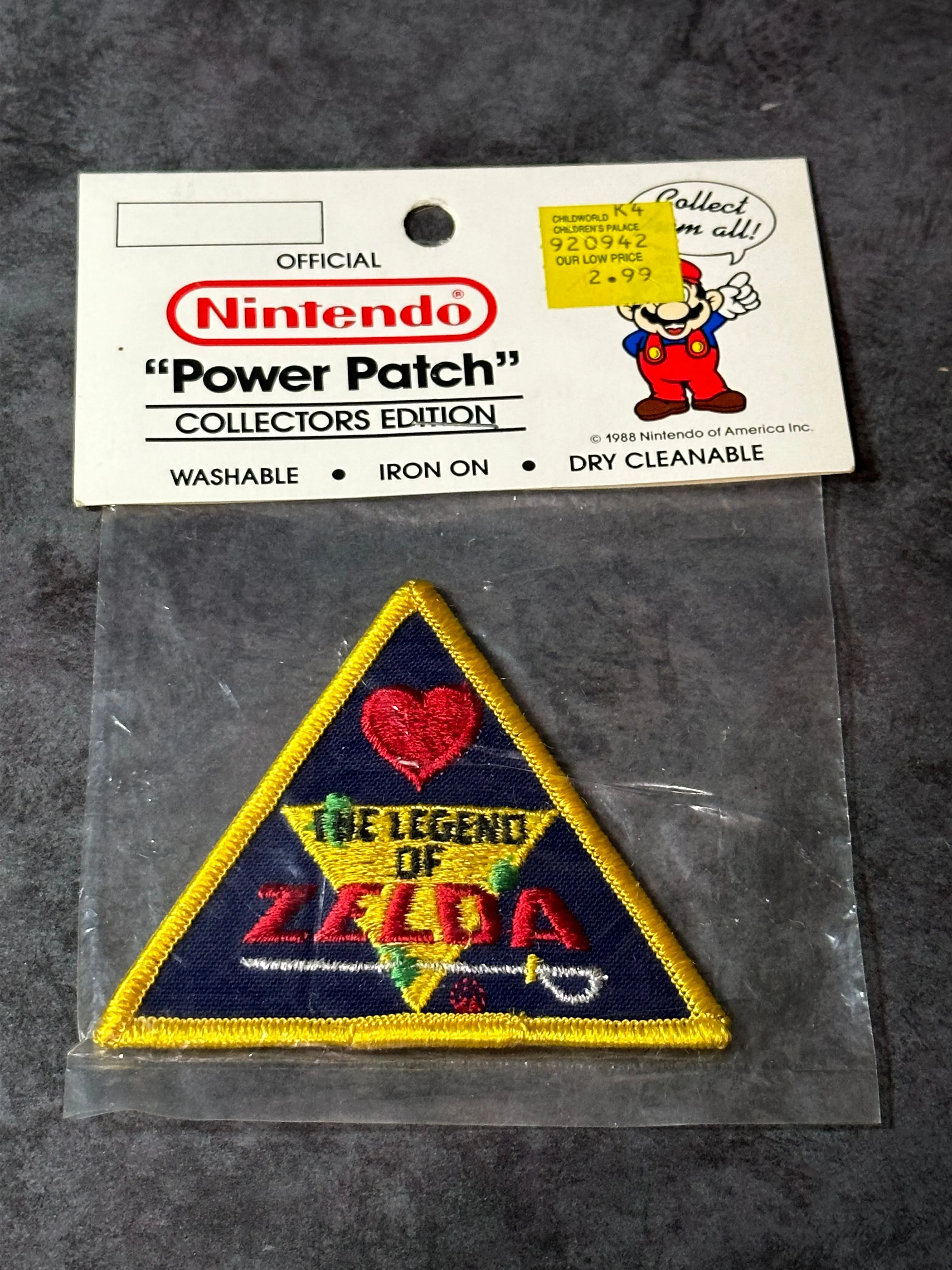 Product image for Misc - Vintage Nintendo LEGEND OF ZELDA Power Patch 1988 Iron On NEW SEALED