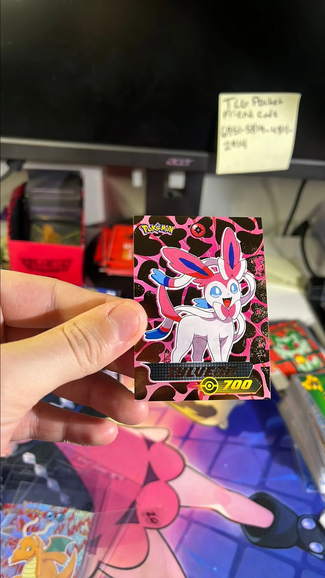 Product image for Sylveon "GOLD" foil Pokedex Blue Sticker