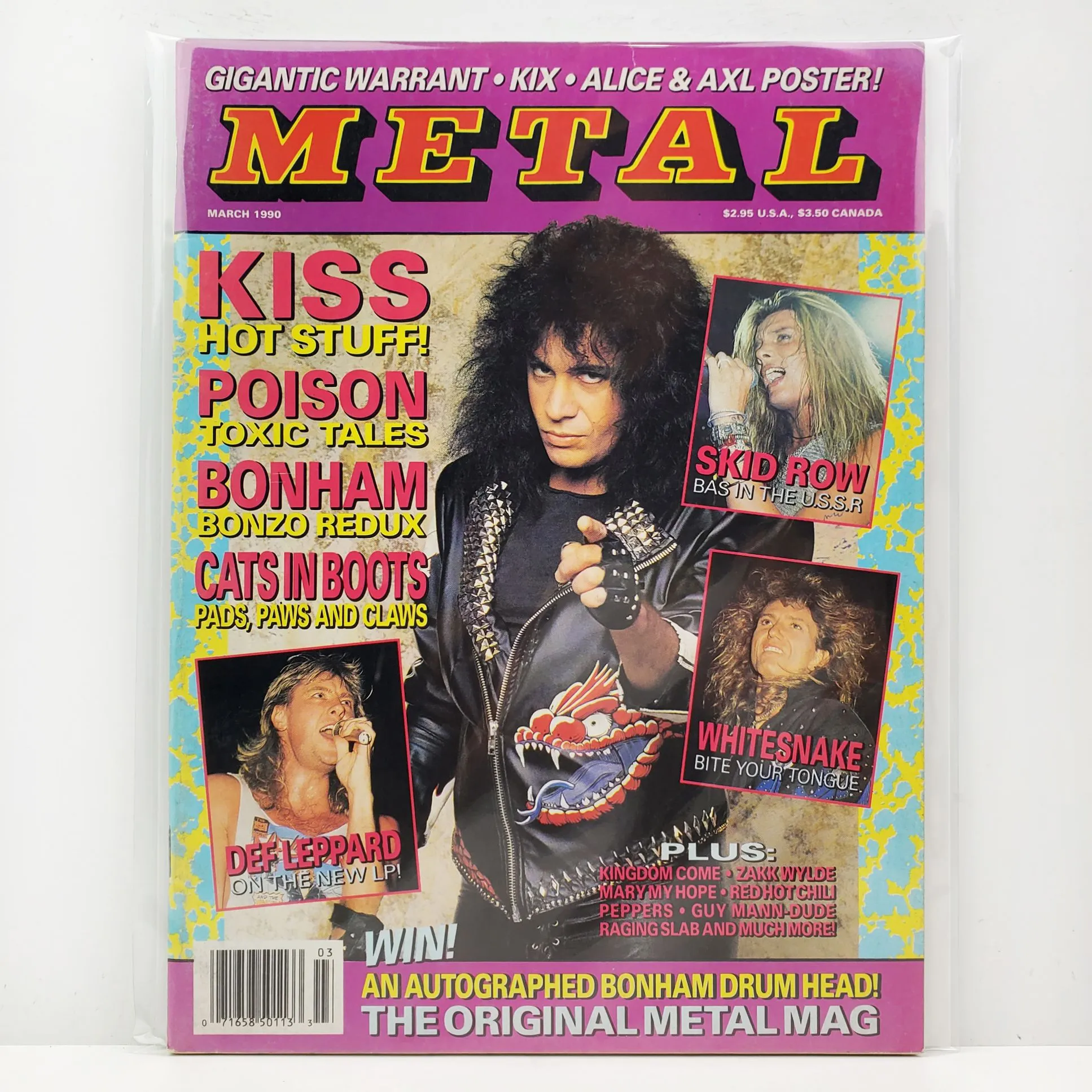 Product image for Metal Magazine KISS Zakk Wylde Skid Row Poison, Alice Cooper Axl Poster Mar 1990