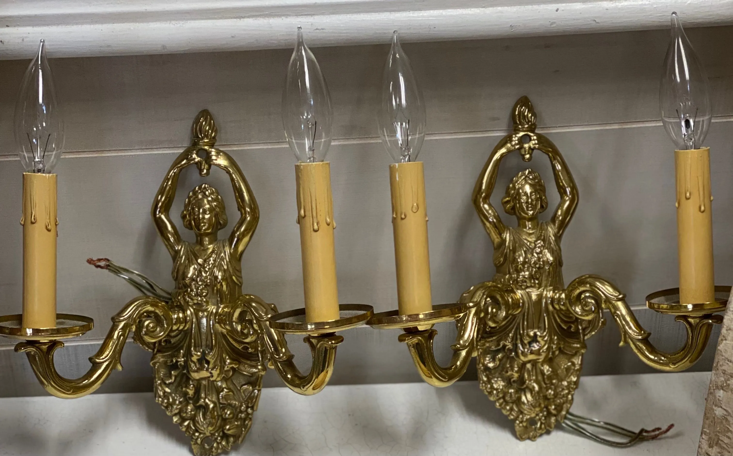 Product image for Antique Brass wired wall sconces