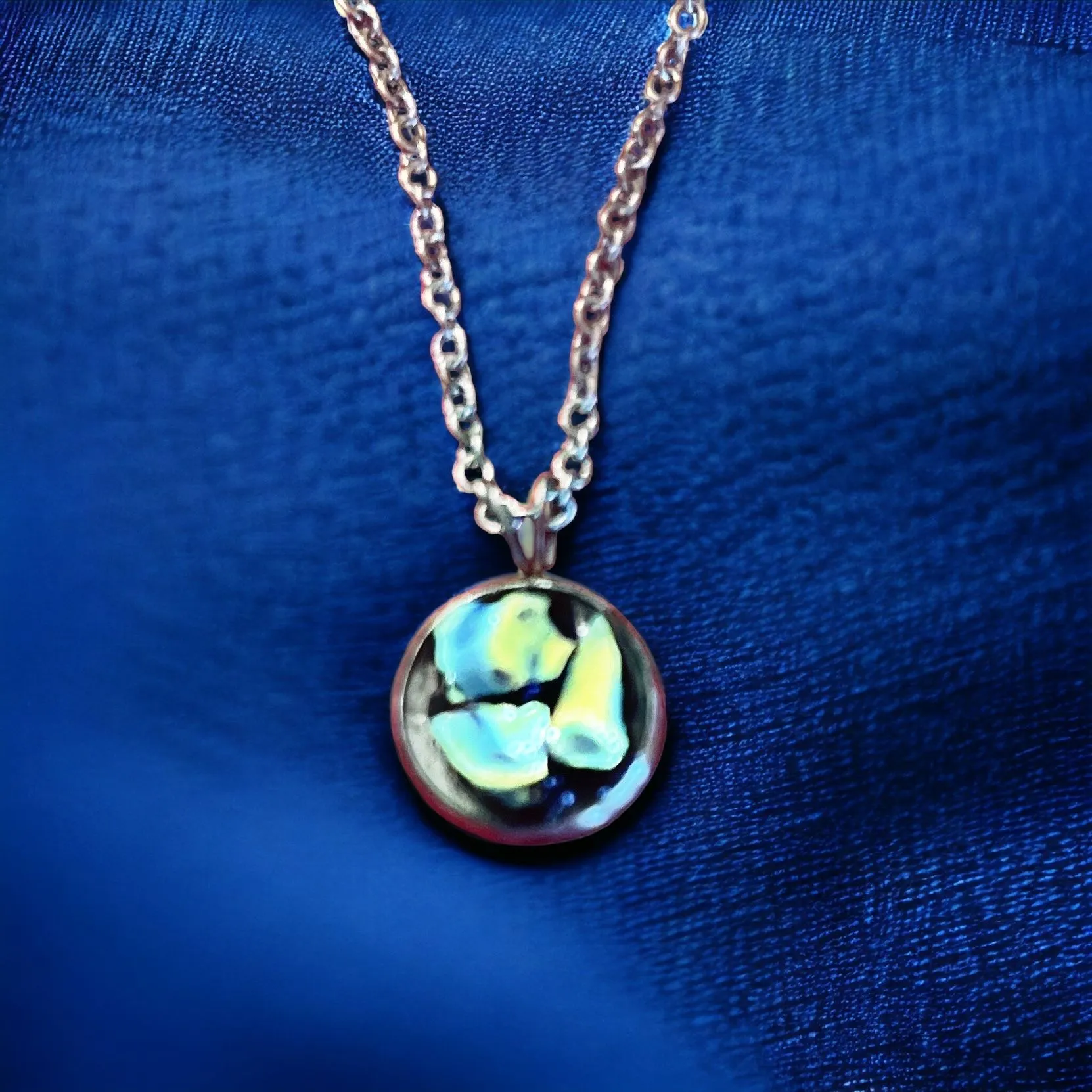 Product image for Turquoise Glass on Silver Pendant Necklace