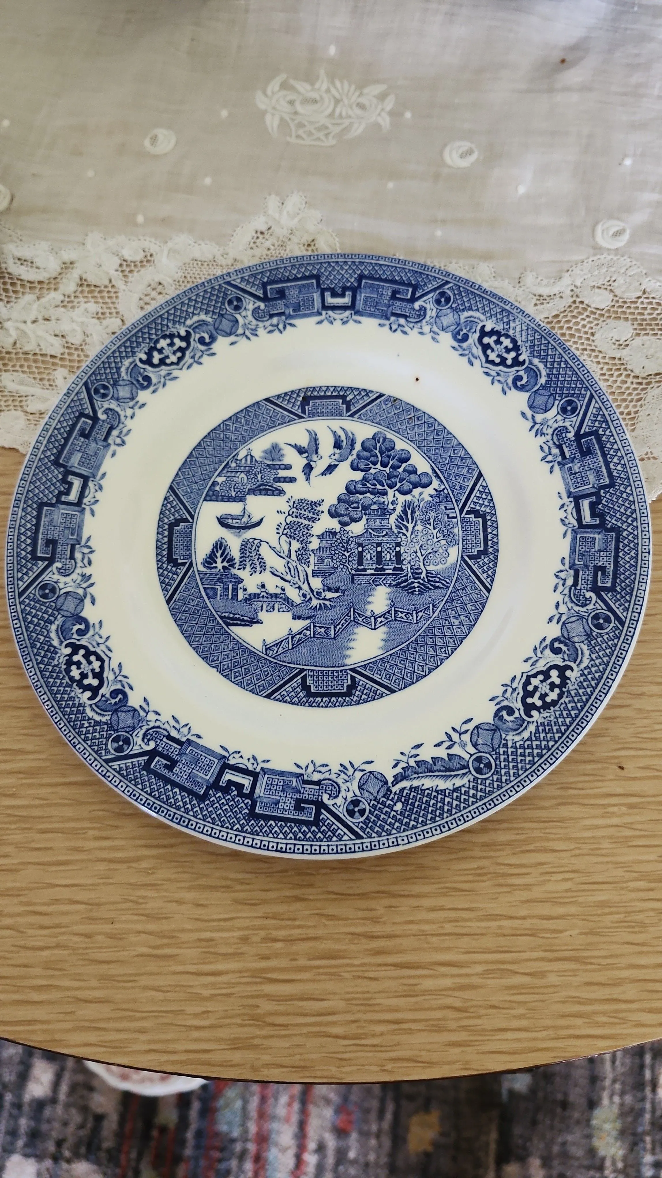 Product image for willow by north staffordshire pottery England pagota blue 7in plate