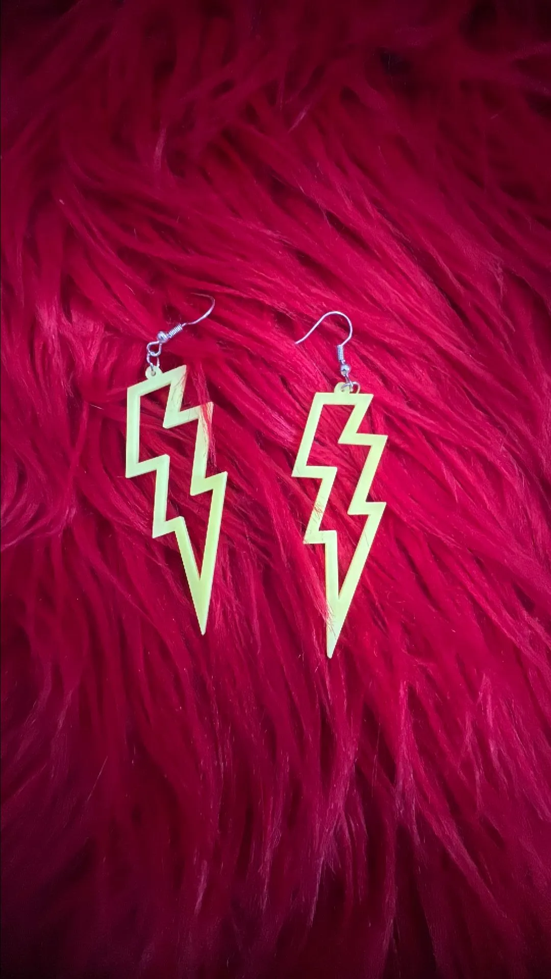Product image for Neon yellow lightning bolt earrings