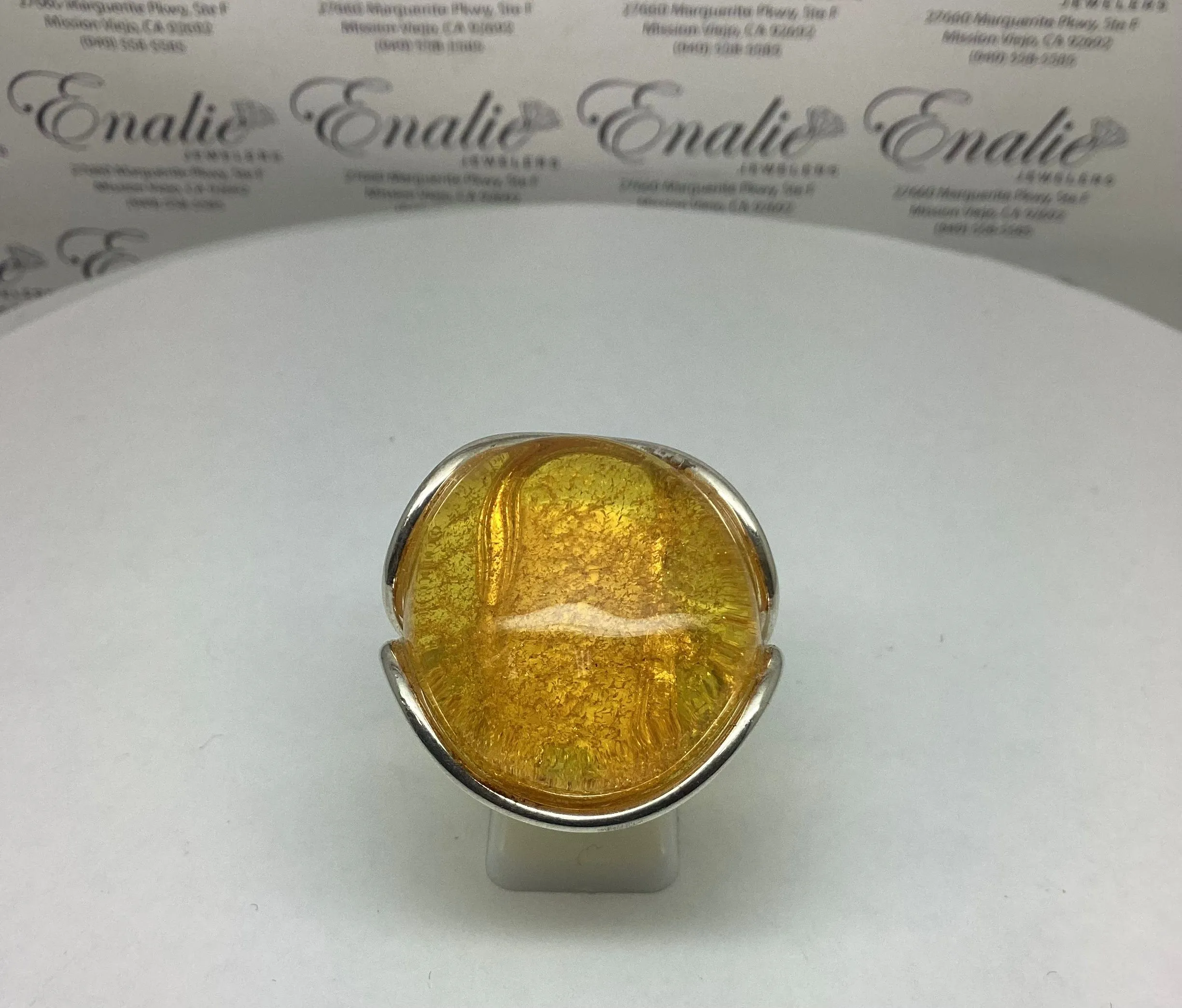 Product image for R2180 Sterling Silver Baltic Amber Adjustable Ring