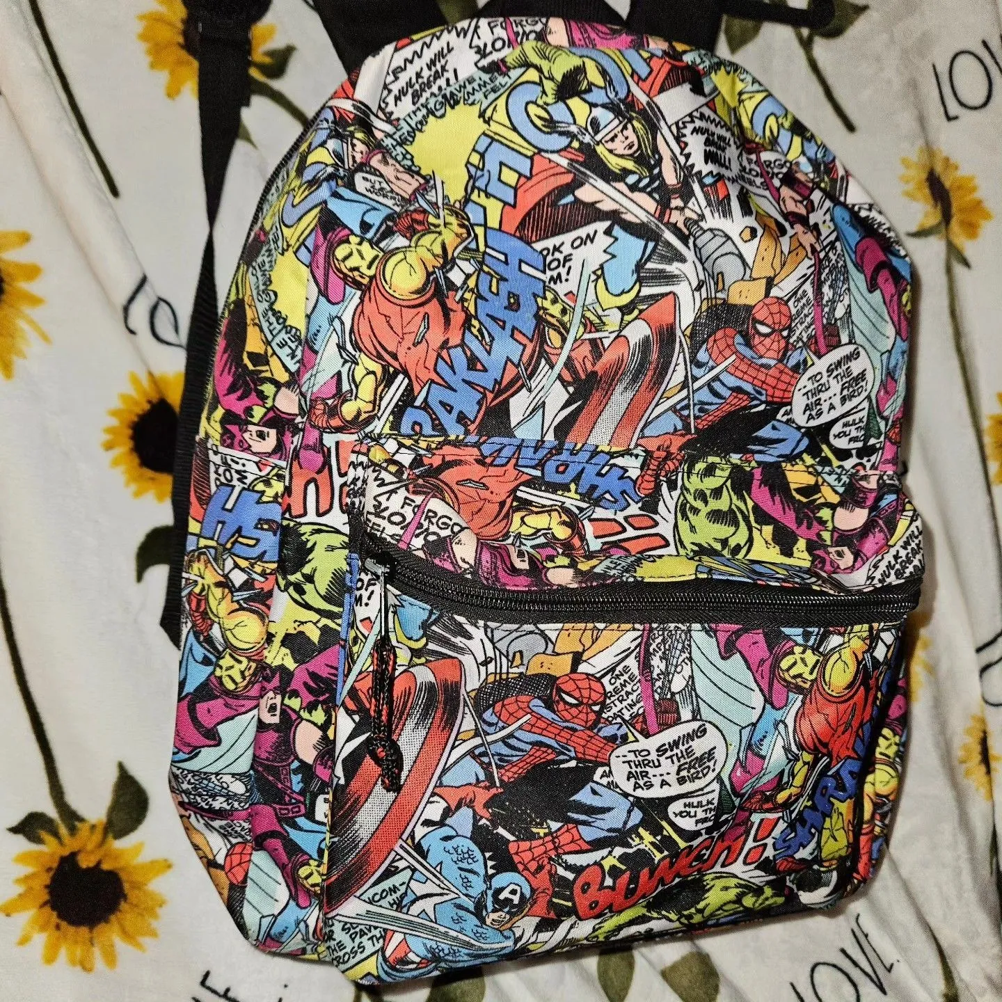 Product image for Marvel Comic Backpack. School Bag Size. Zip 2 Pockets