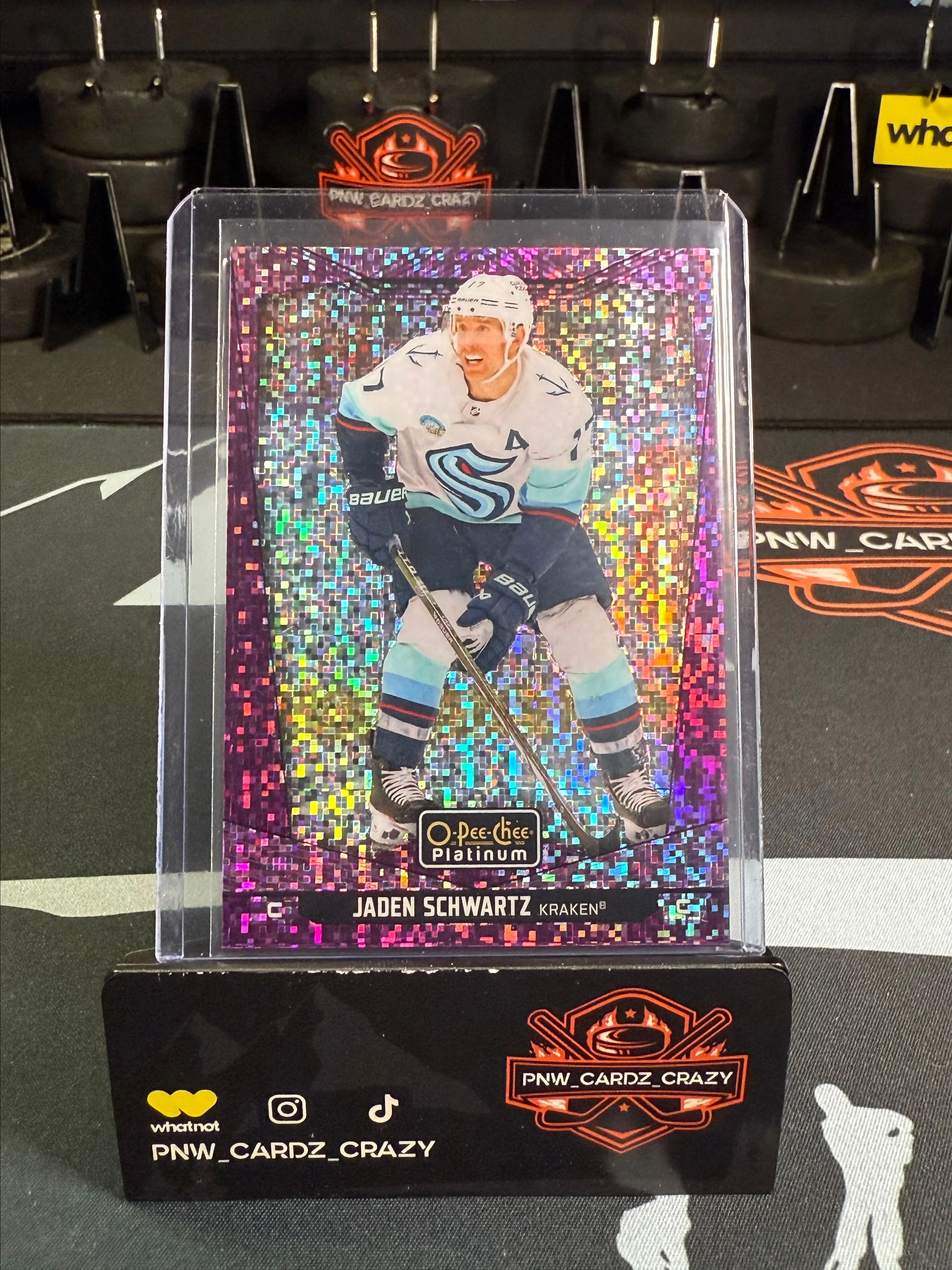 Product image for 2024-25 O-Pee-Chee Platinum Hockey Violet Pixels Jaden Schwartz Kraken /299