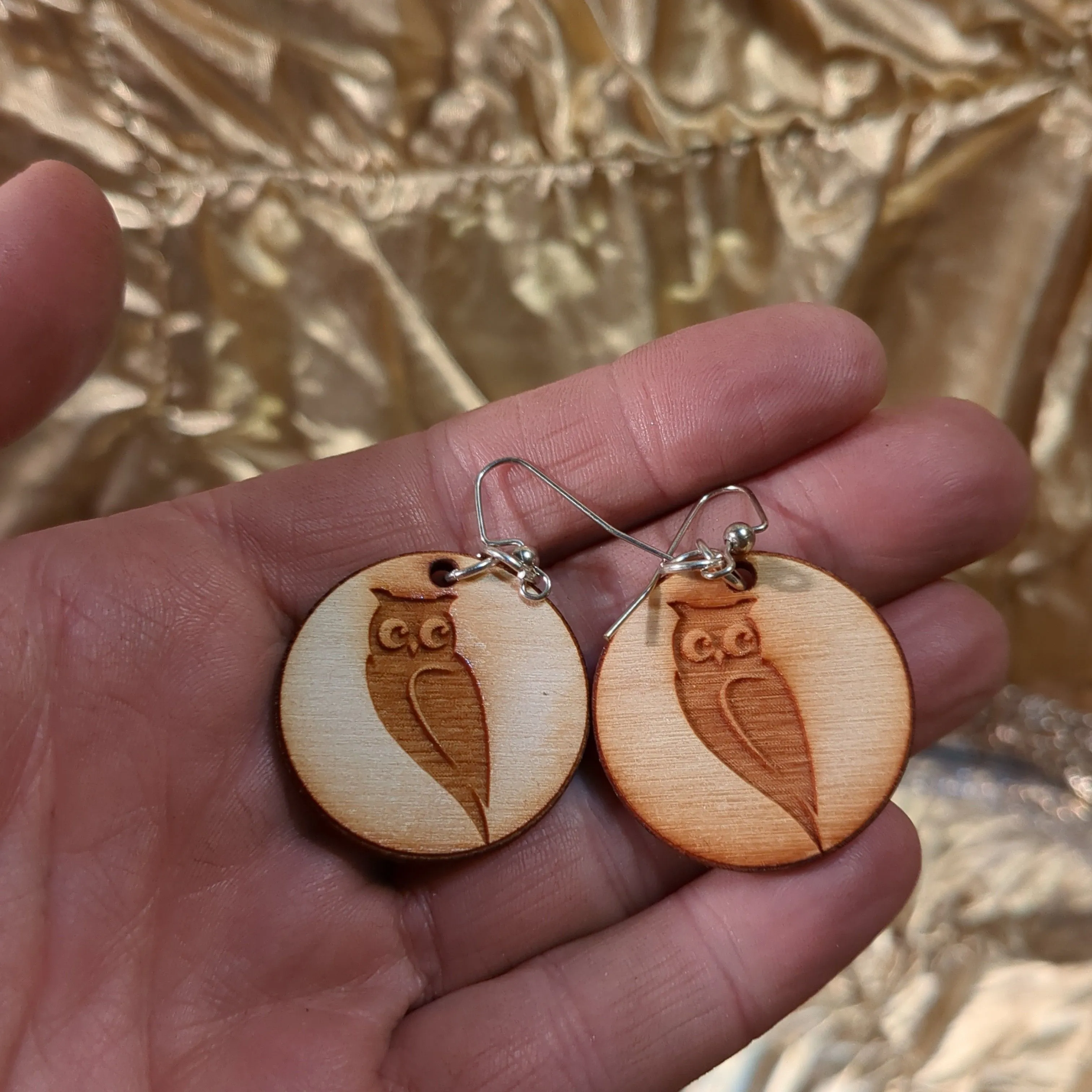 Product image for wooden owl earrings