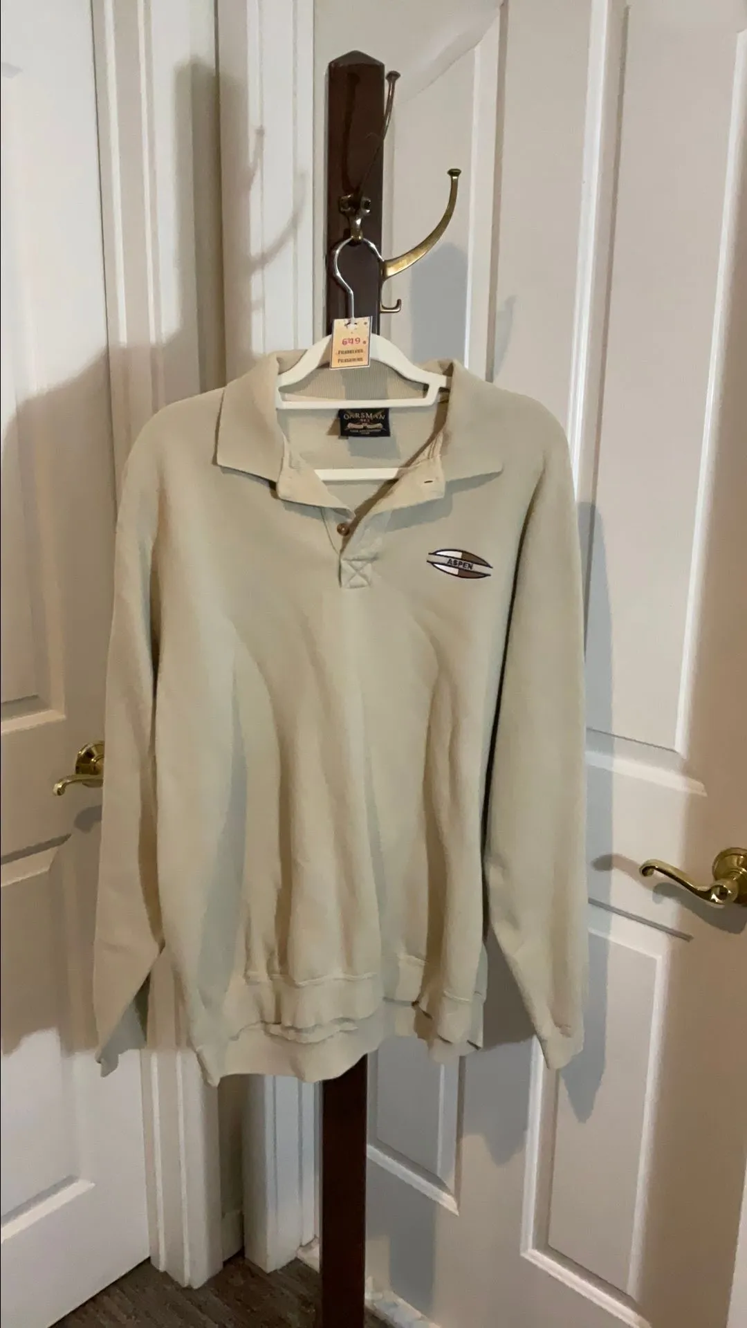 Product image for 649 Oarsman 913 Aspen XL/TG Taupe Tan Long sleeve collared top