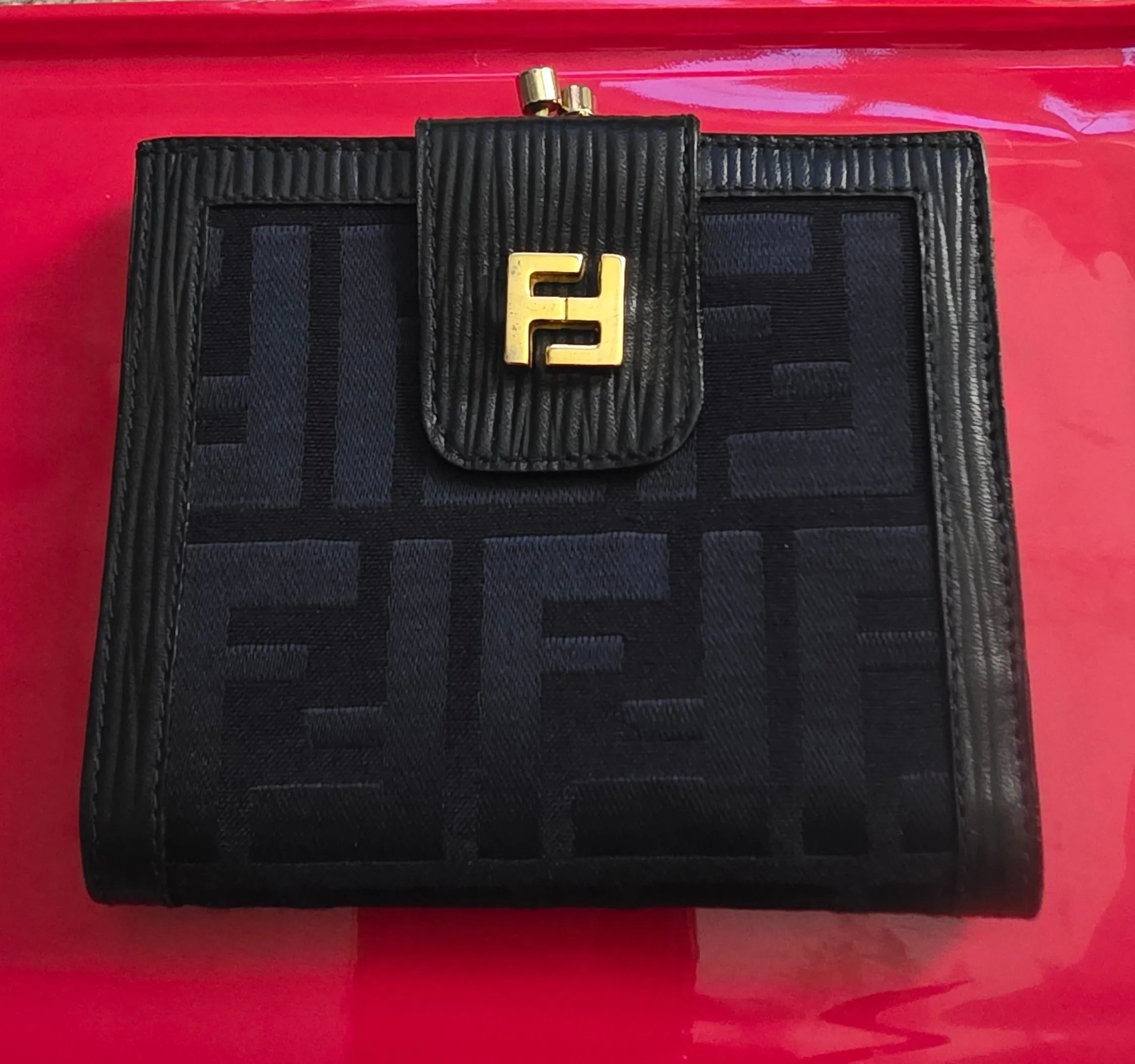 Product image for Fendi canvas and leather navy zucca waļet