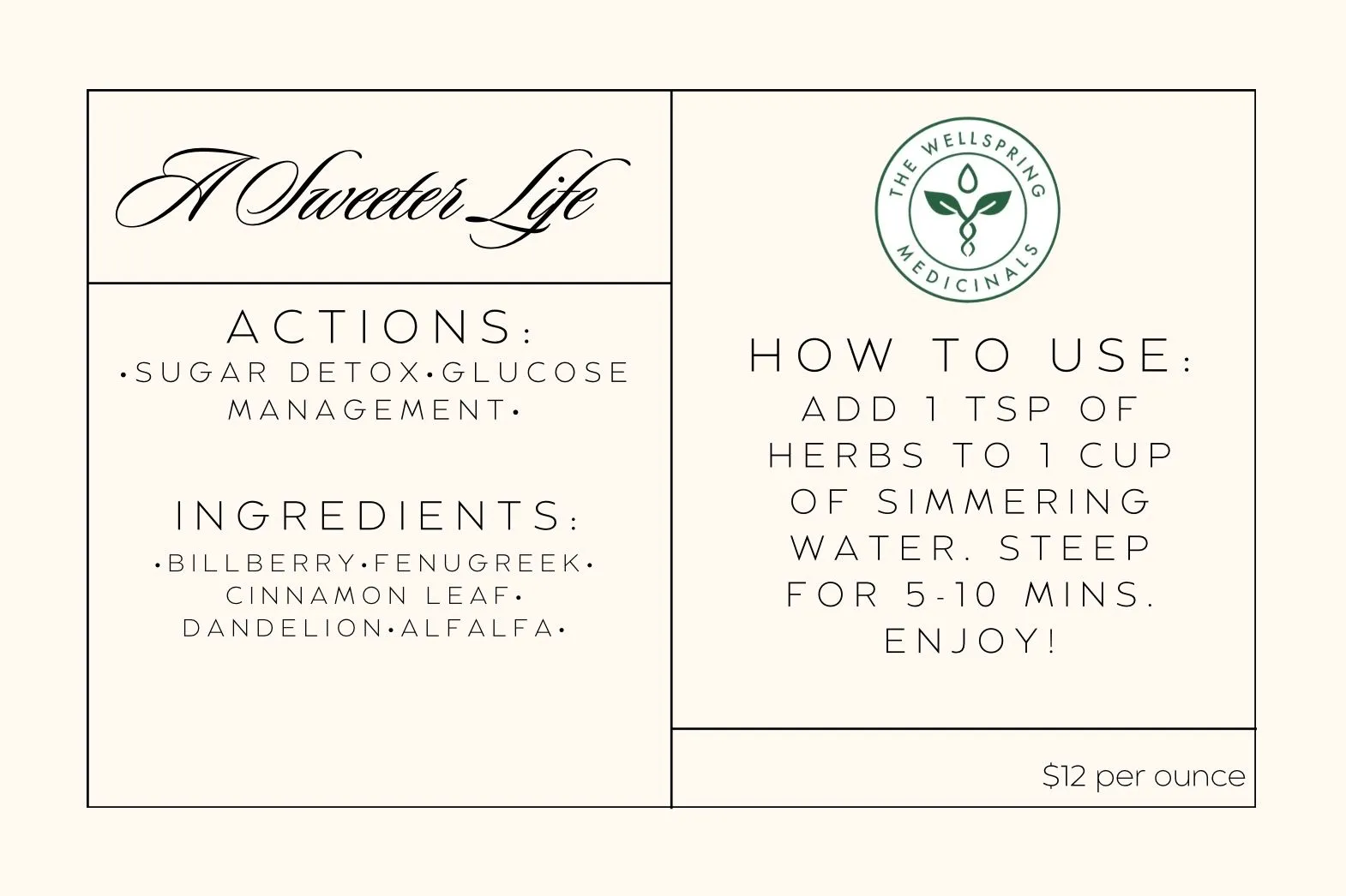 Product image for A Sweeter Life (Blood Sugar Balancing) Tea 1oz/sampler