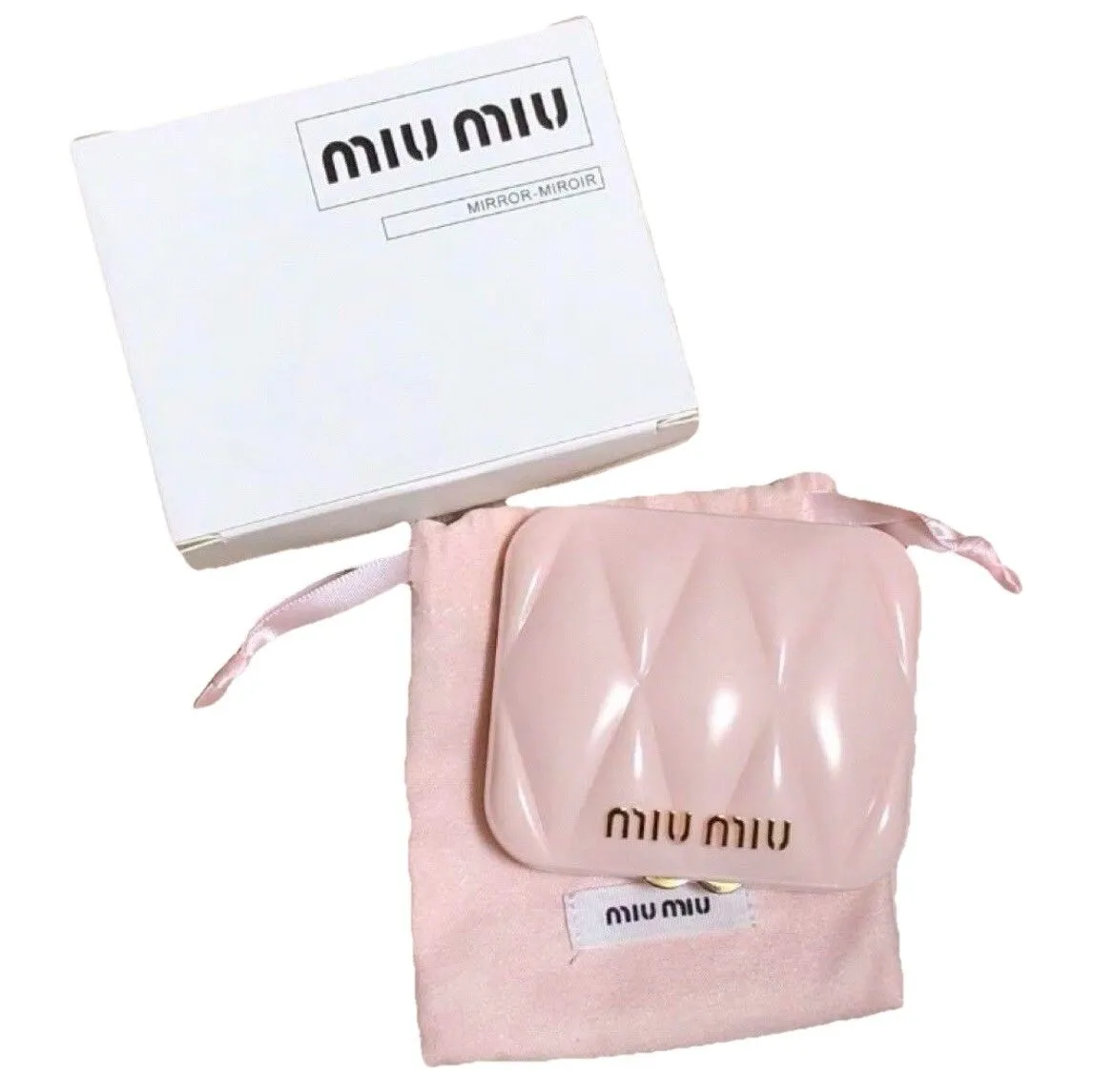 Product image for $1 Miu Miu pink mirror with case and box