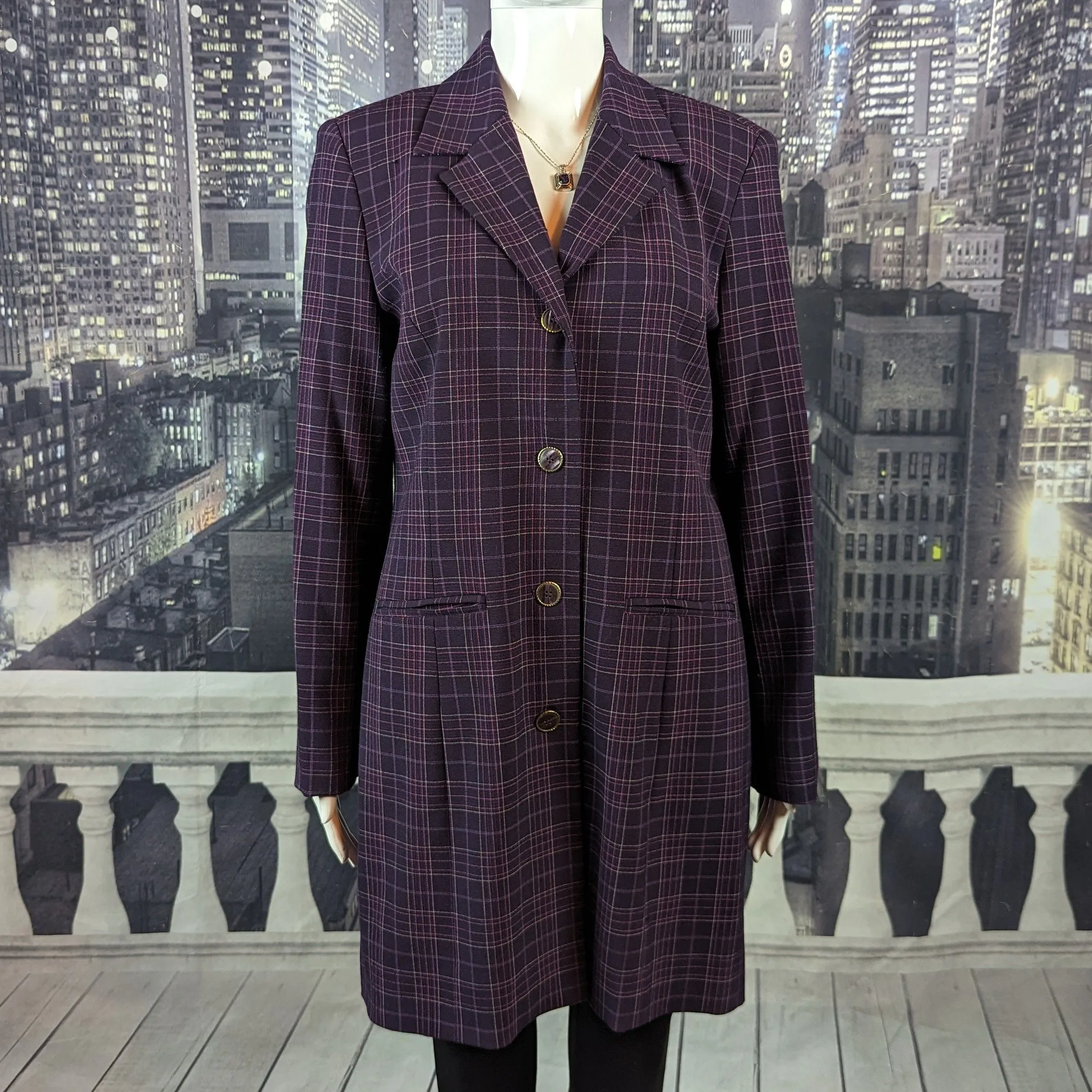 Product image for Sag Harbor sz 8 Long Button Down Lined Vintage Pinstripe Blazer