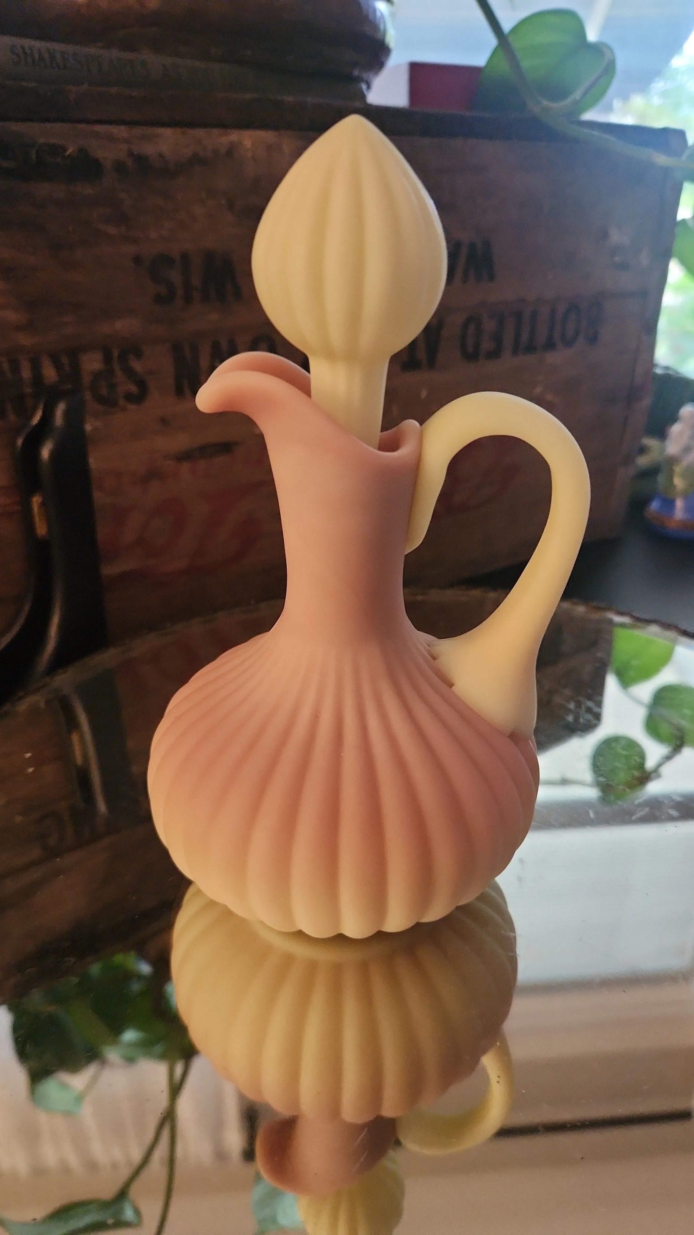 Product image for Victorian Mt. Washington Burmese Cruet Uranium Glass