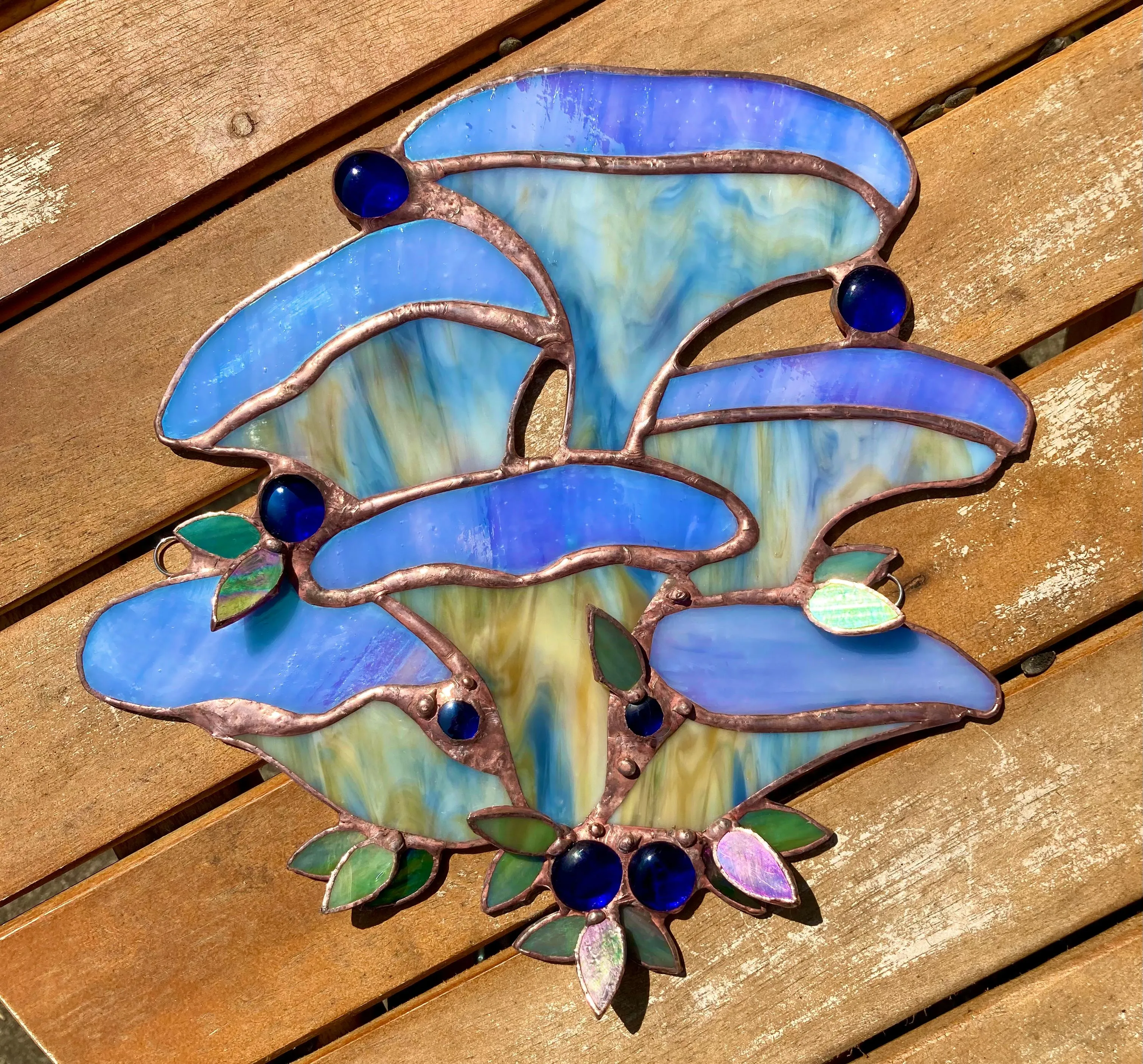 Product image for Handmade Stained Glass Oyster Mushroom Sun Catcher/Wall Hanging