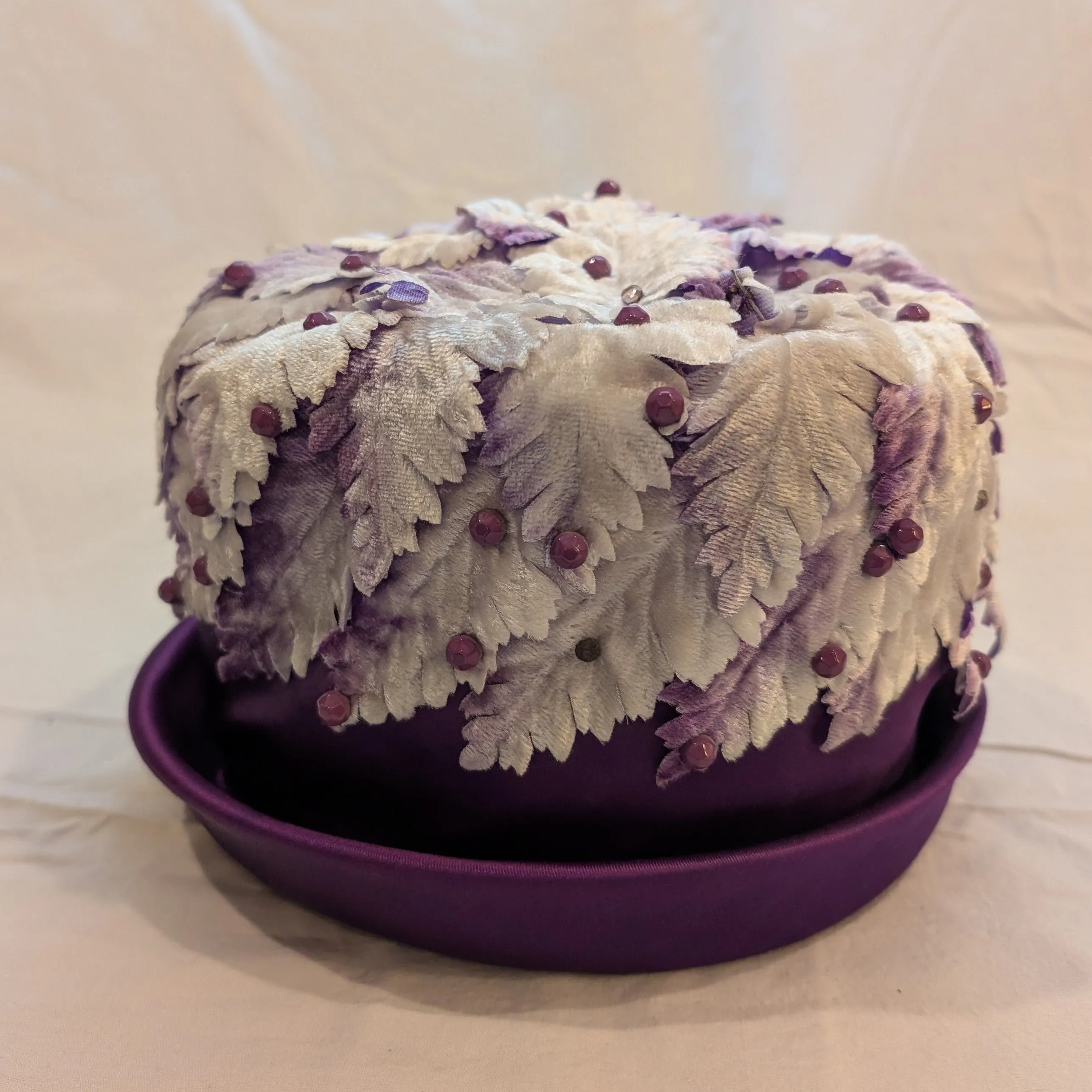 Product image for 60s Mar-Jo Purple Millinery Hat with Velvet Flowers