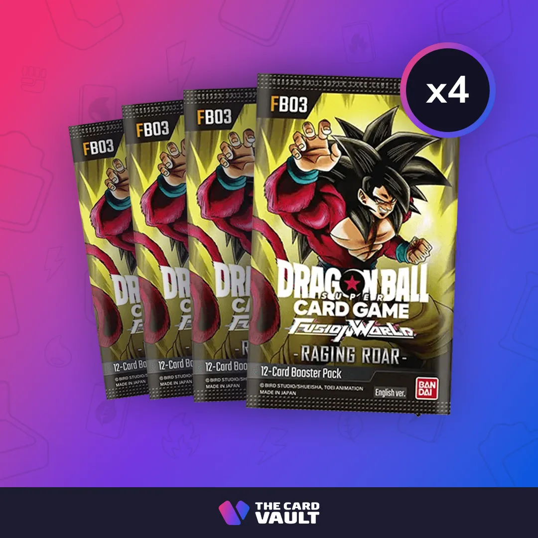 Product image for 4 x Dragon Ball Super CG - Fusion World 03 (DBS-FB03) - Raging Roar - Booster Pack