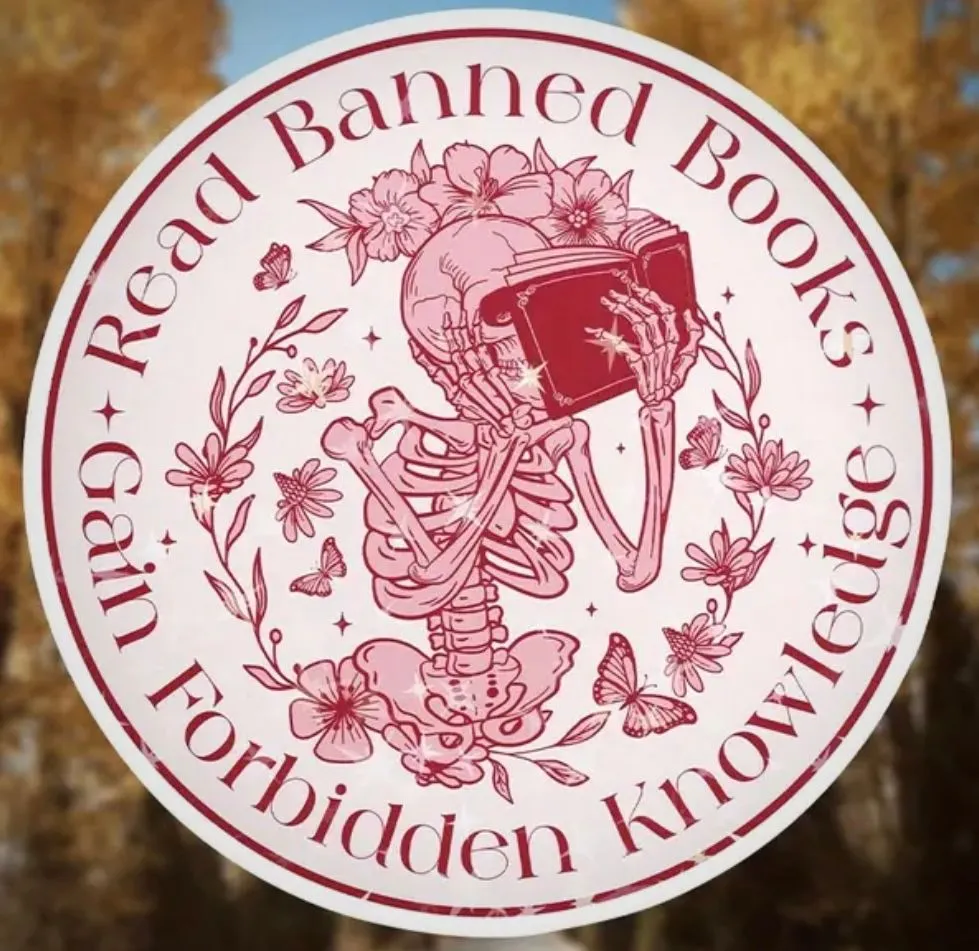 Product image for 0Sticker "Read Banned Books, Gain Forbidden Knowledge", 4.7" Vinyl Waterproof Sticker