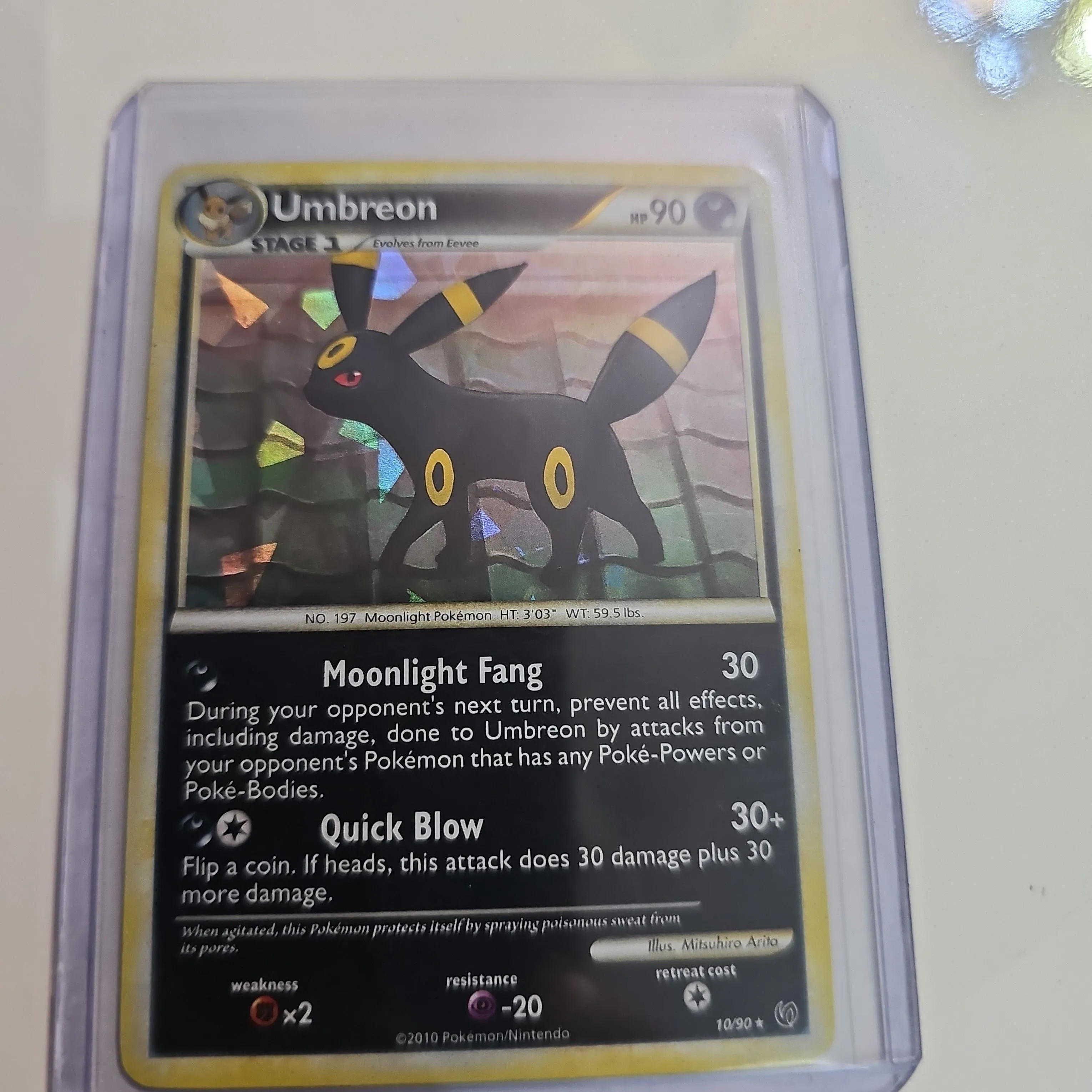 Product image for 2010 Umbreon 10/90 HG & SS Undaunted Cracked Ice Holo Rare 2010 10/90
