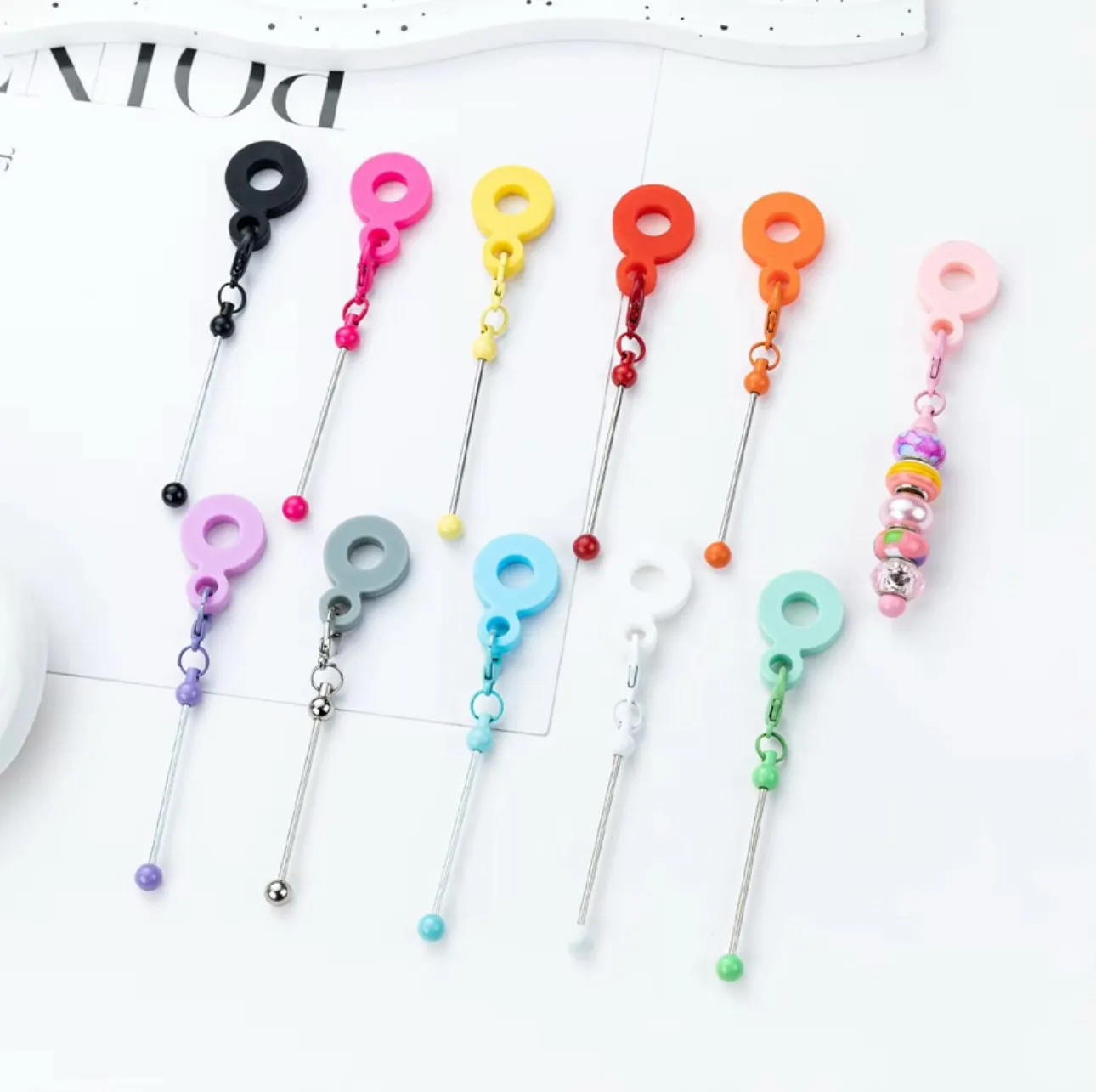Product image for CRAFTS: 10pc Beadable Tumbler Straw Charm Holder - ASSORTED
