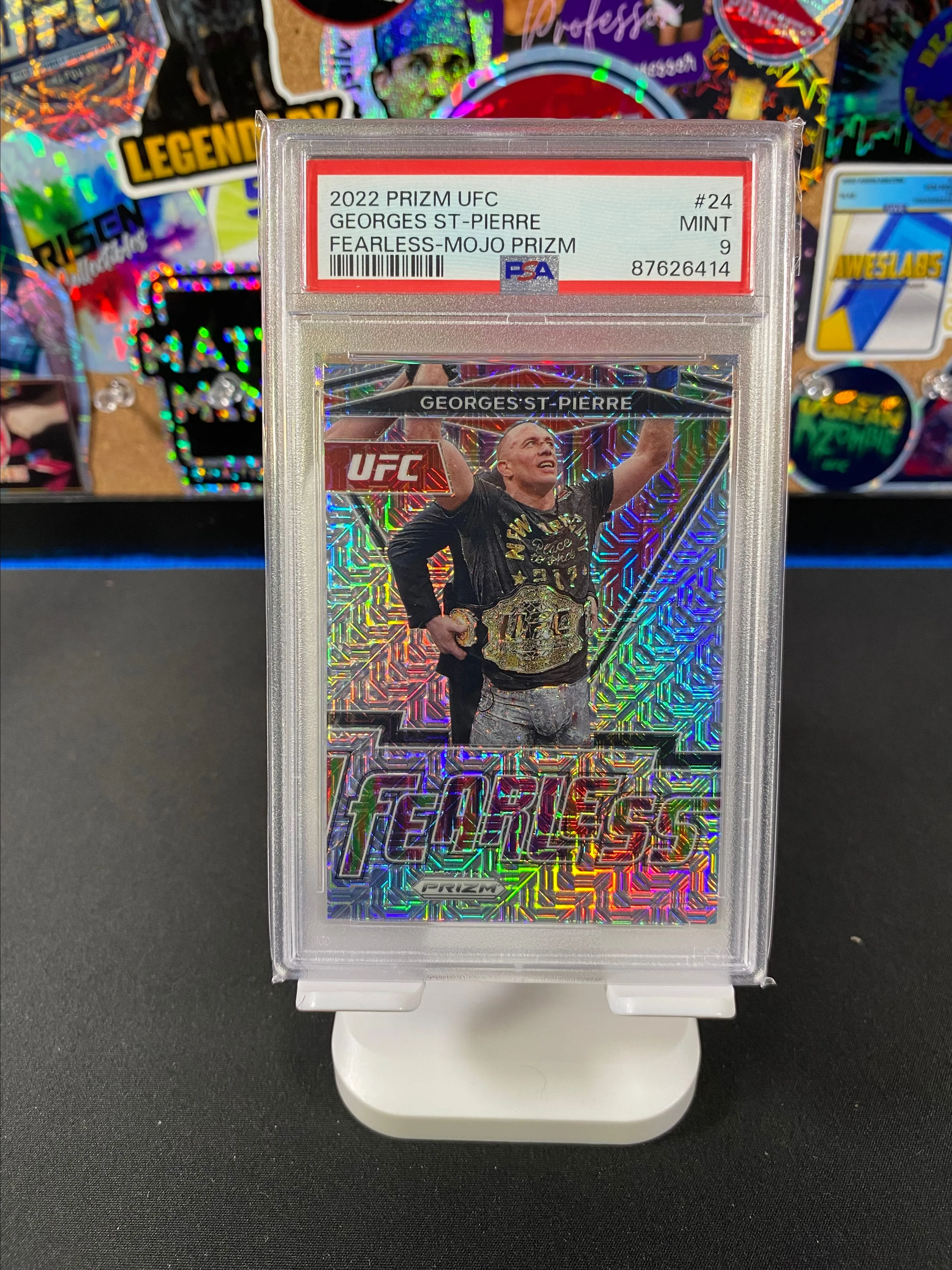 Product image for 2022 Panini Prizm Ufc Fearless Georges St-Pierre Fearless-Mojo /25 Prizm PSA MINT 9